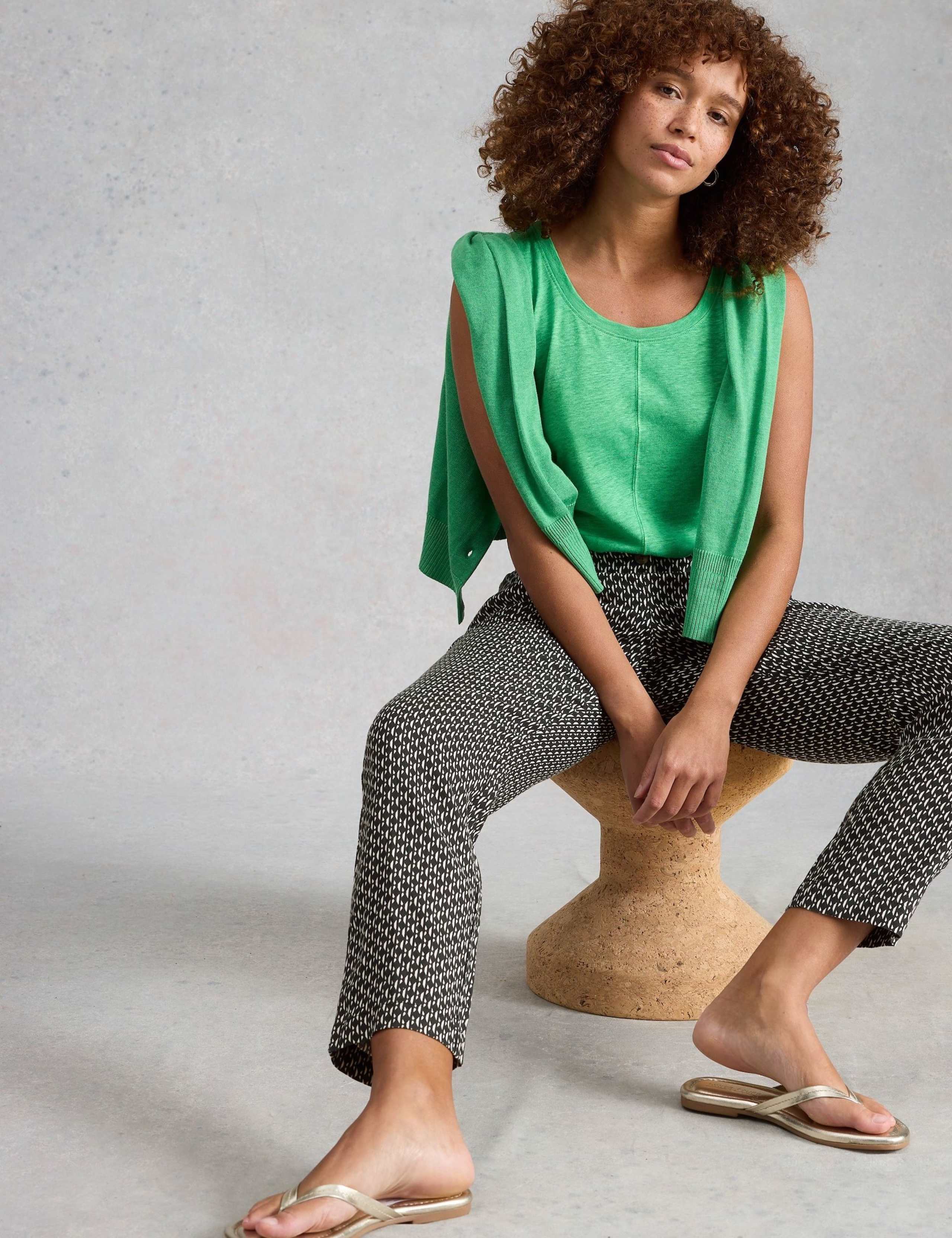 Pure Linen Printed Tapered Trousers 5 of 6