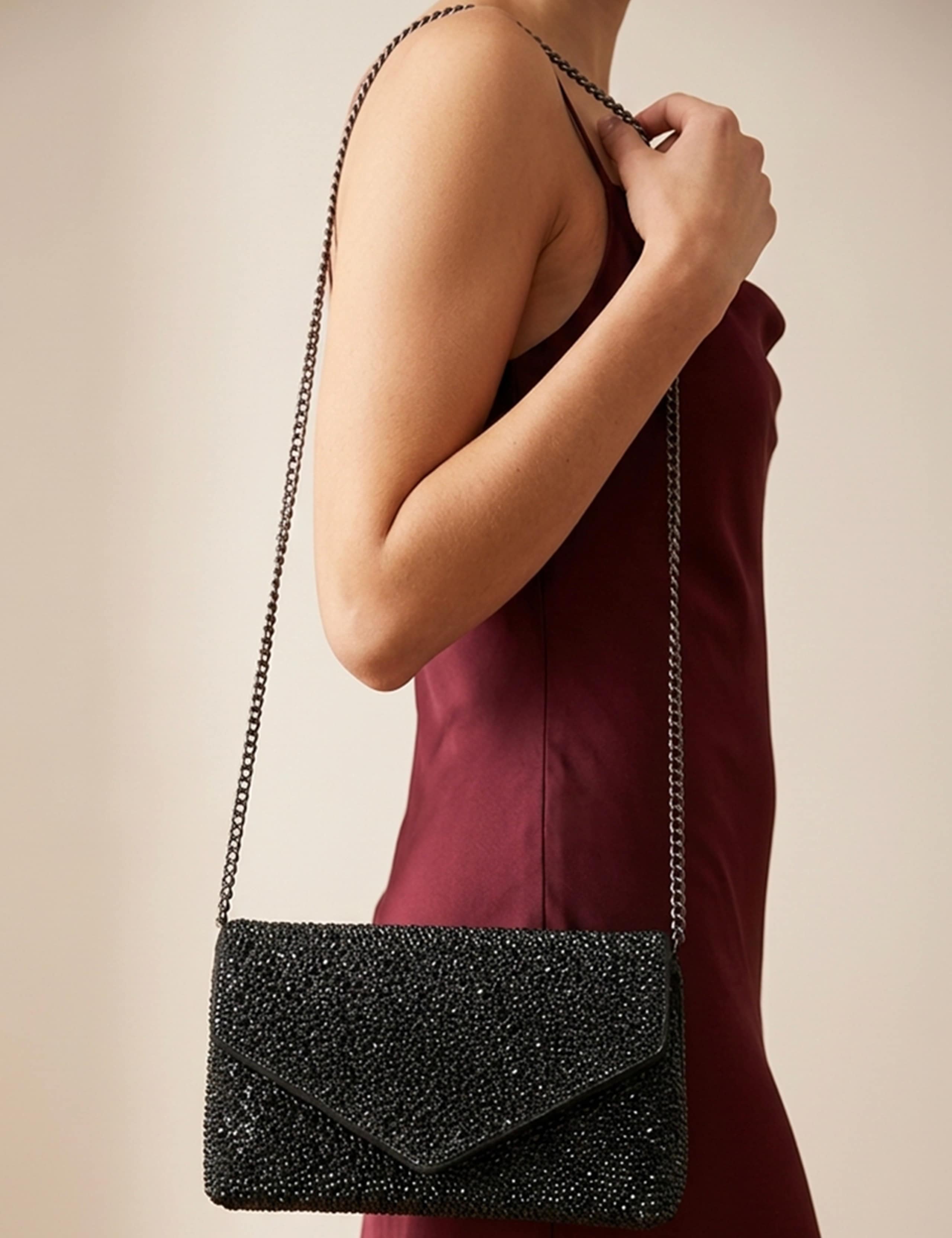 Faux Leather Embellished Clutch Bag 1 of 6