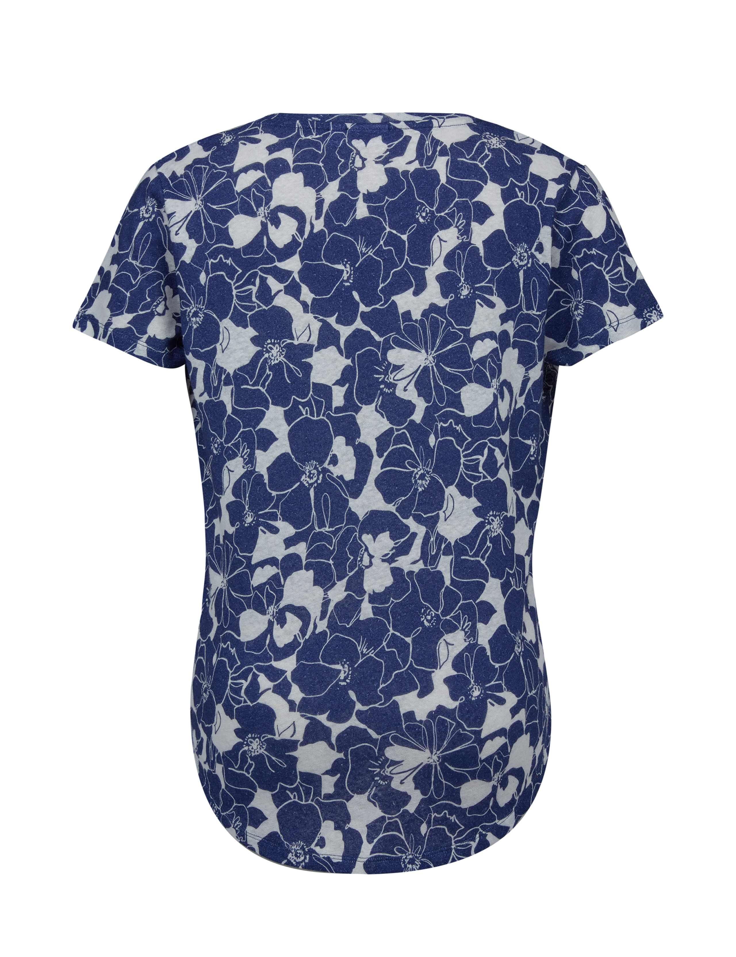 Linen Blend Floral Scoop Neck T-Shirt | Celtic & Co. | M&S