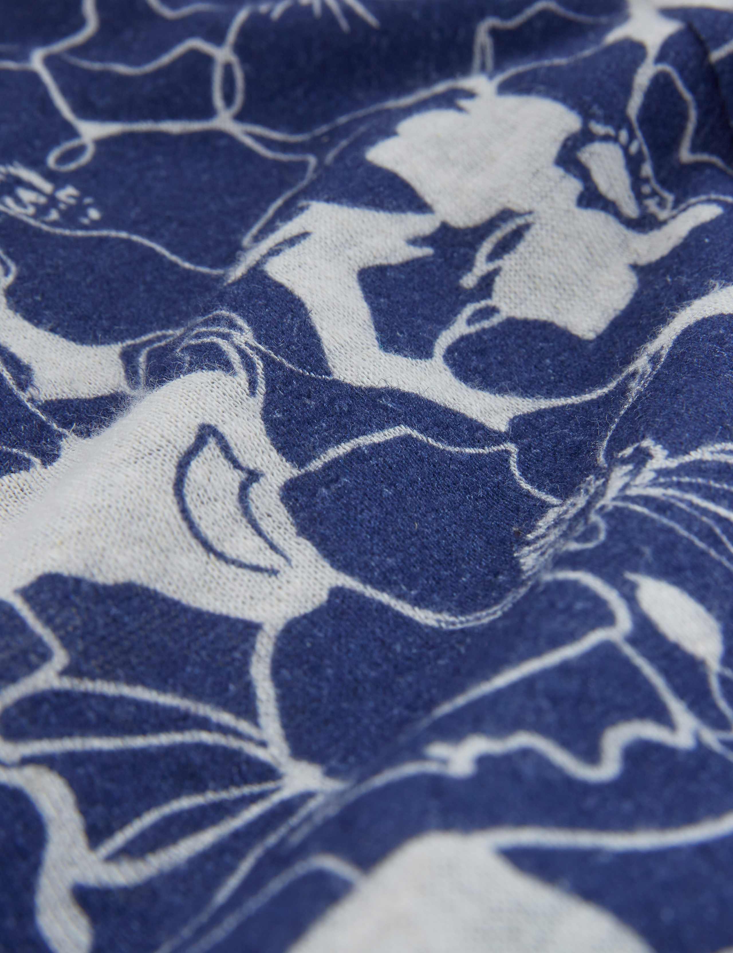 Linen Blend Floral Scoop Neck T-Shirt 6 of 6