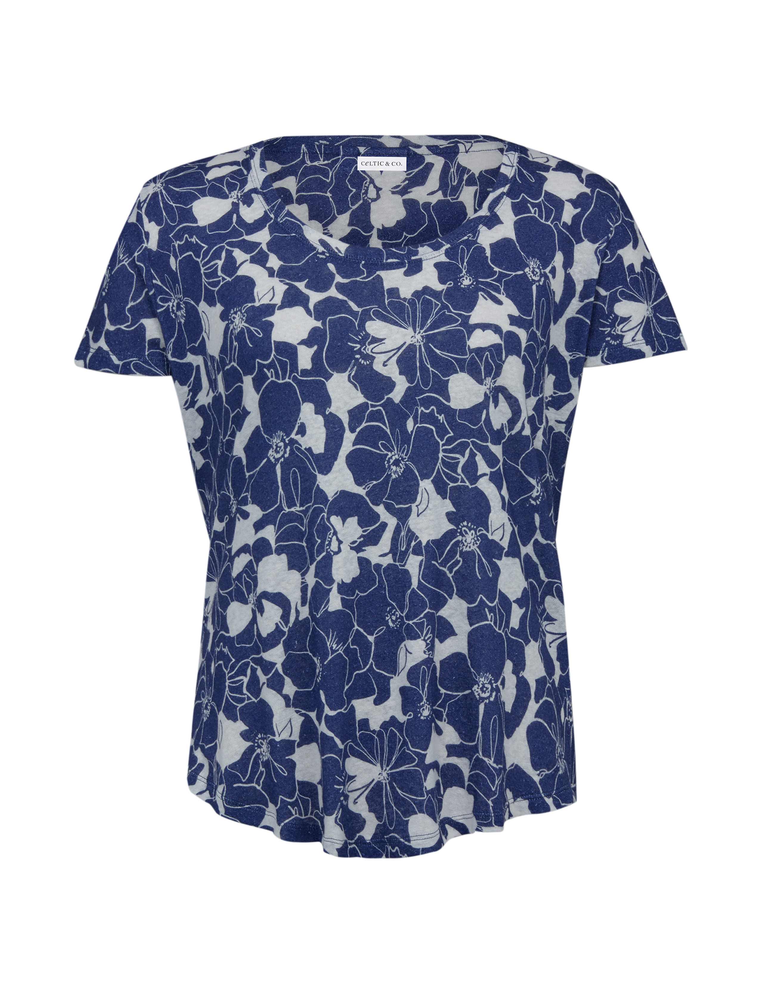 Linen Blend Floral Scoop Neck T-Shirt 2 of 6