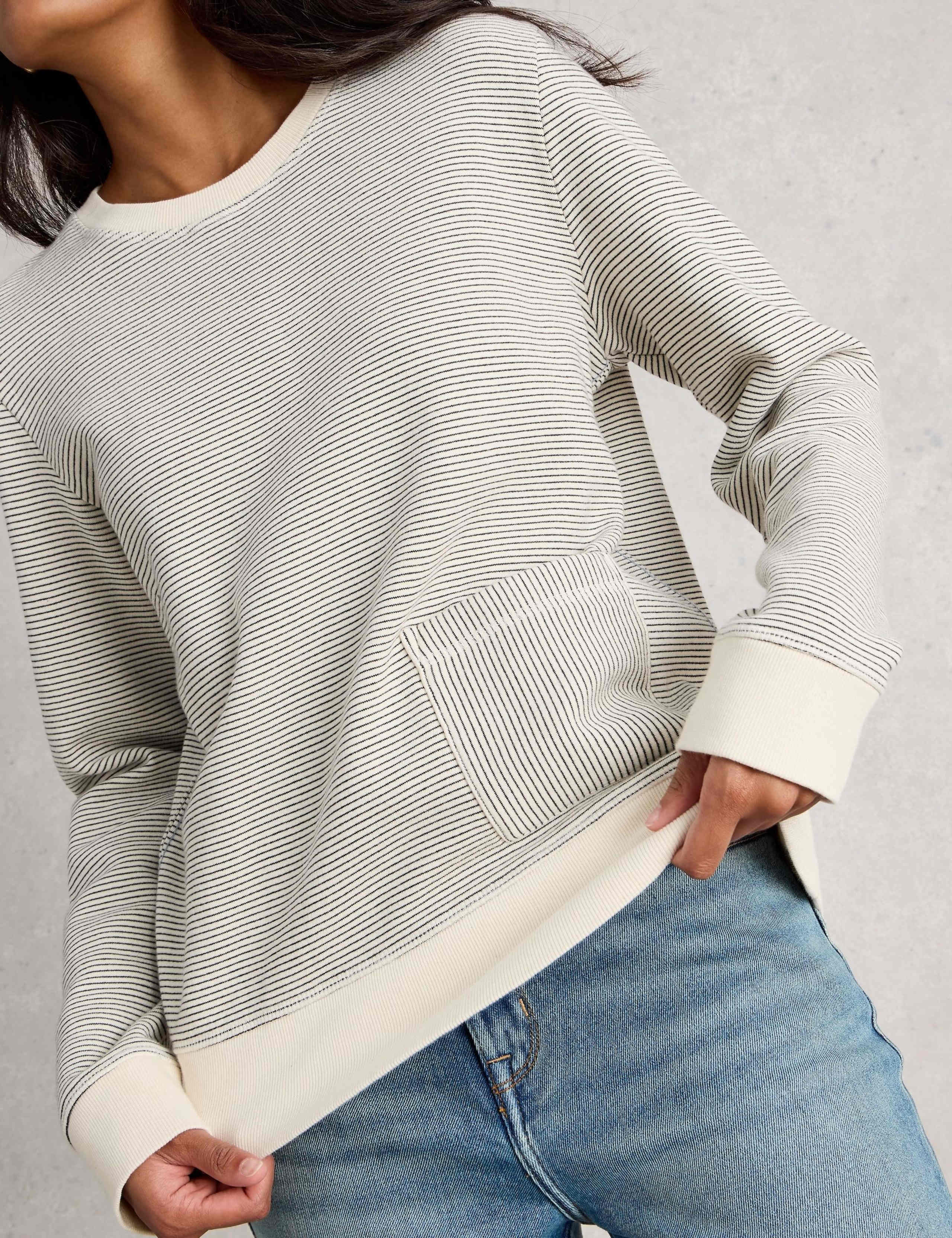 Pure Cotton Striped Crew Neck Sweatshirt 5 of 6