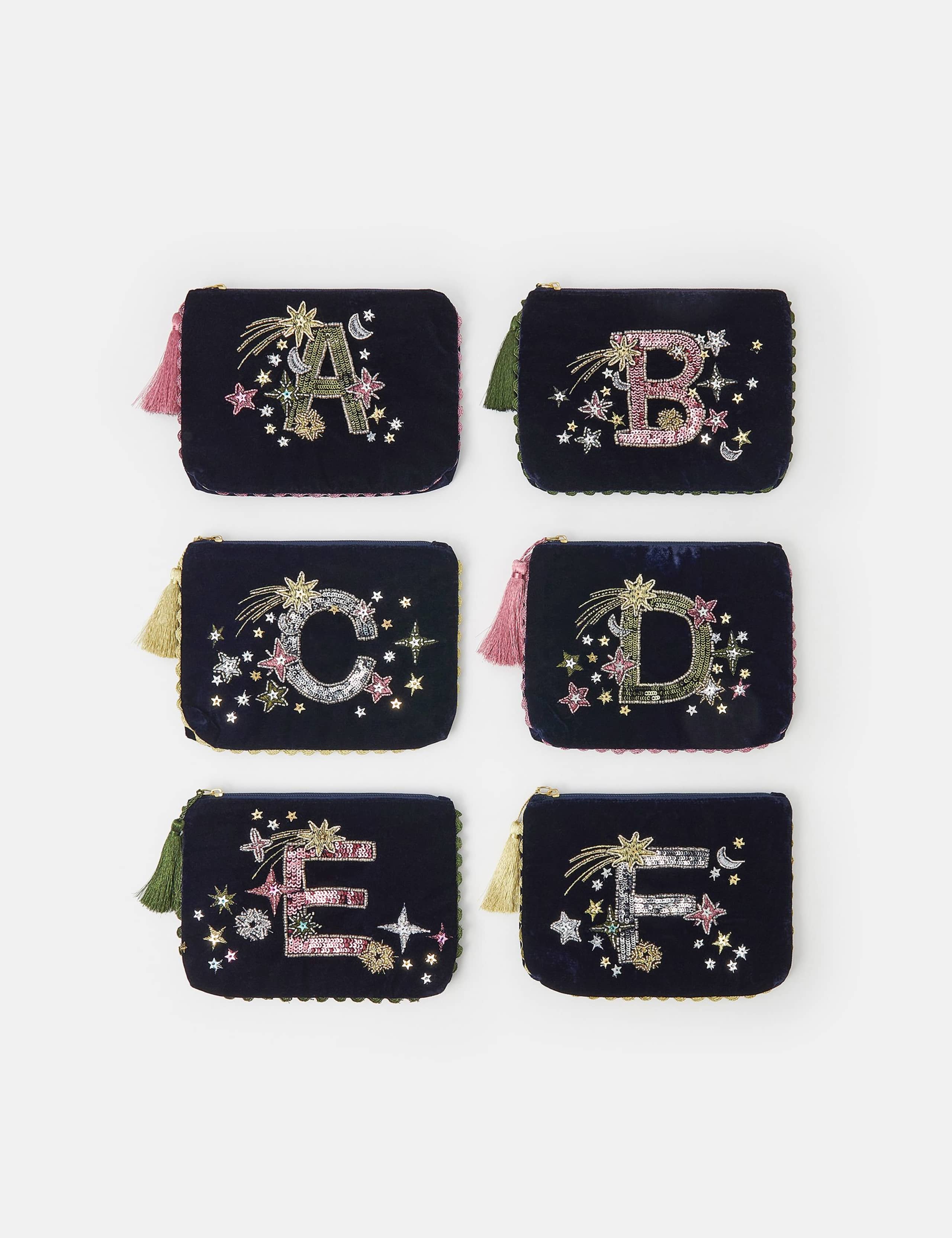 Velvet Embellished Initial Pouch 5 of 7