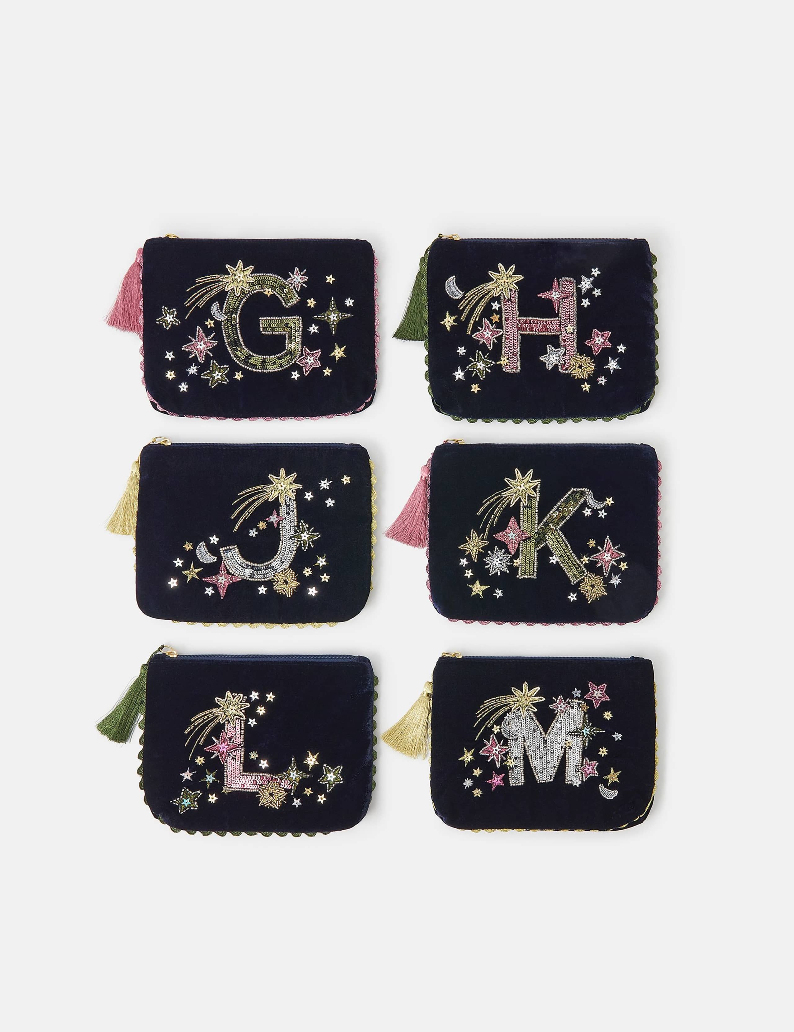 Velvet Embellished Initial Pouch 6 of 7
