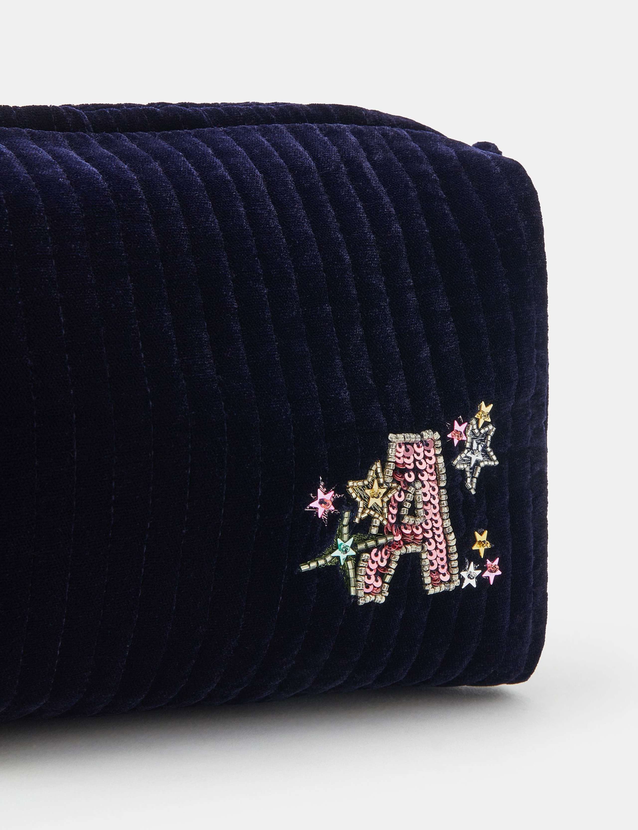 Large Velvet Initial Make-Up Bag 4 of 5