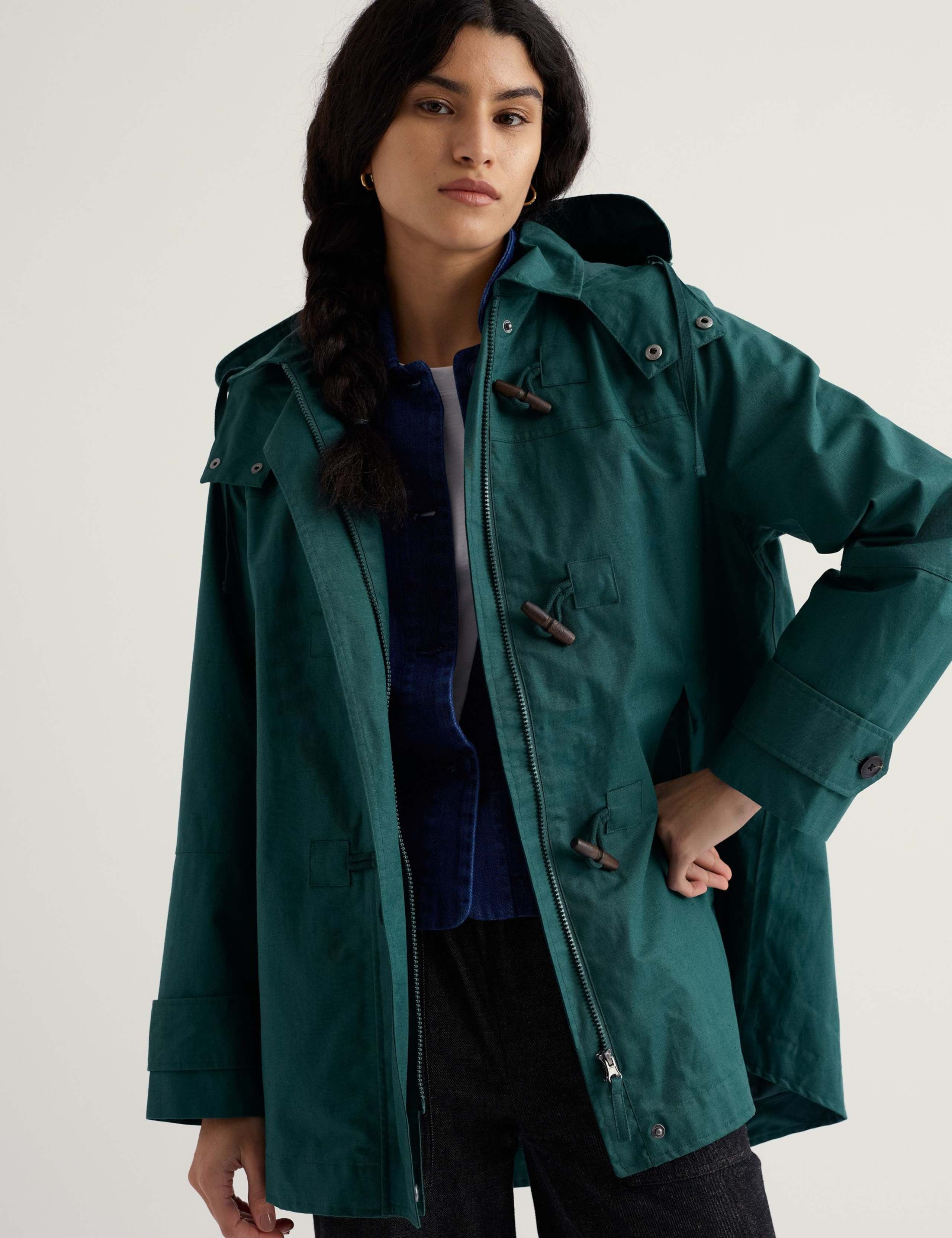 Linen Rich Hooded Duffle Coat 3 of 5