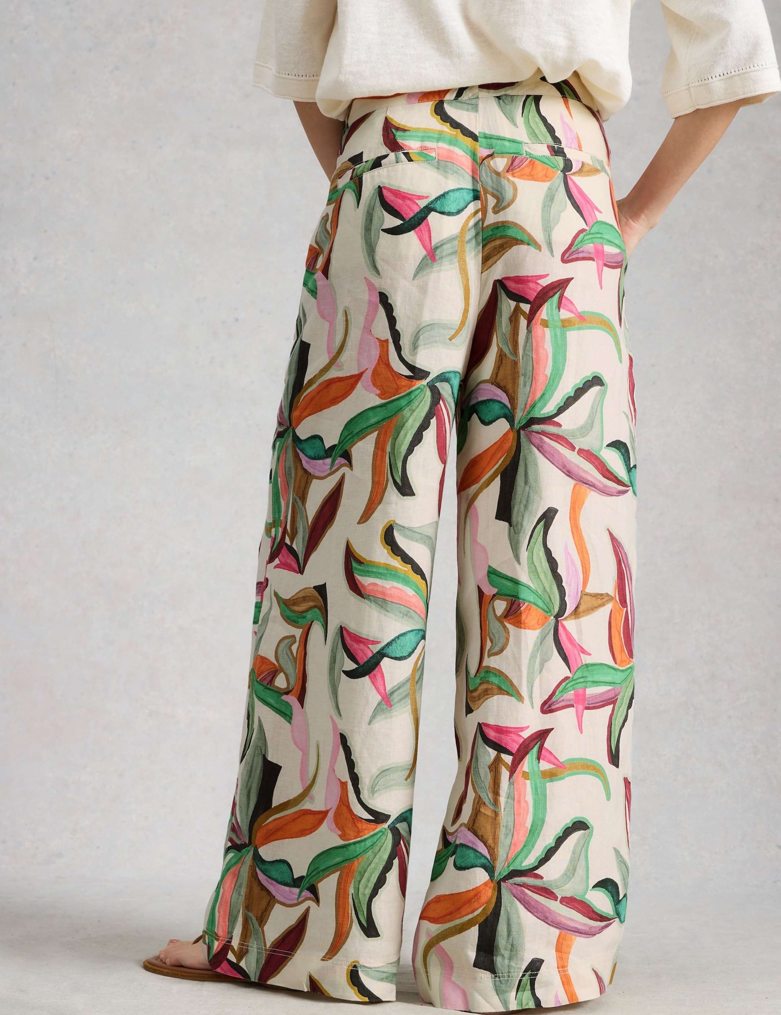 Pure Linen Printed Wide Leg Trousers 3 of 6