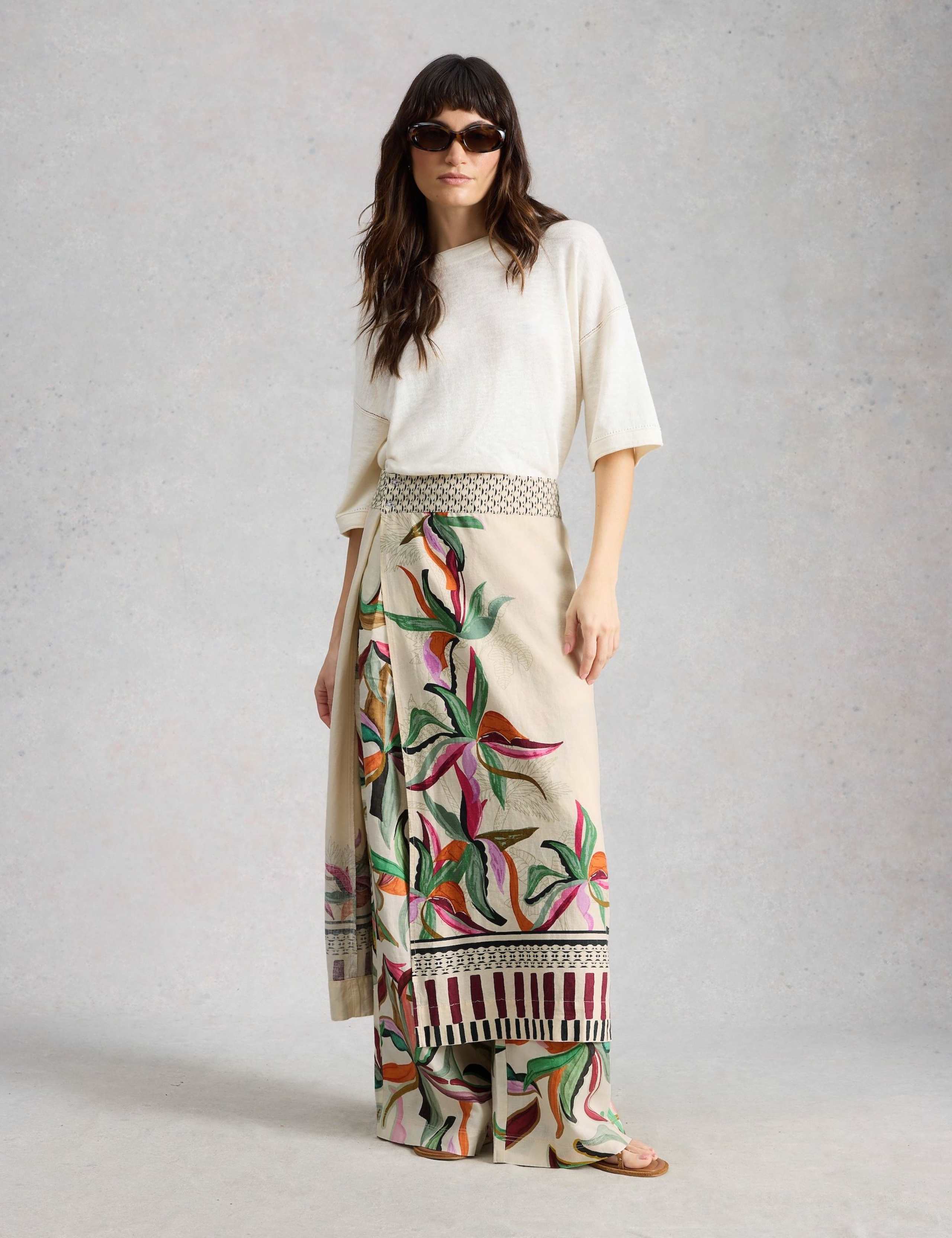Pure Linen Printed Wide Leg Trousers 4 of 6