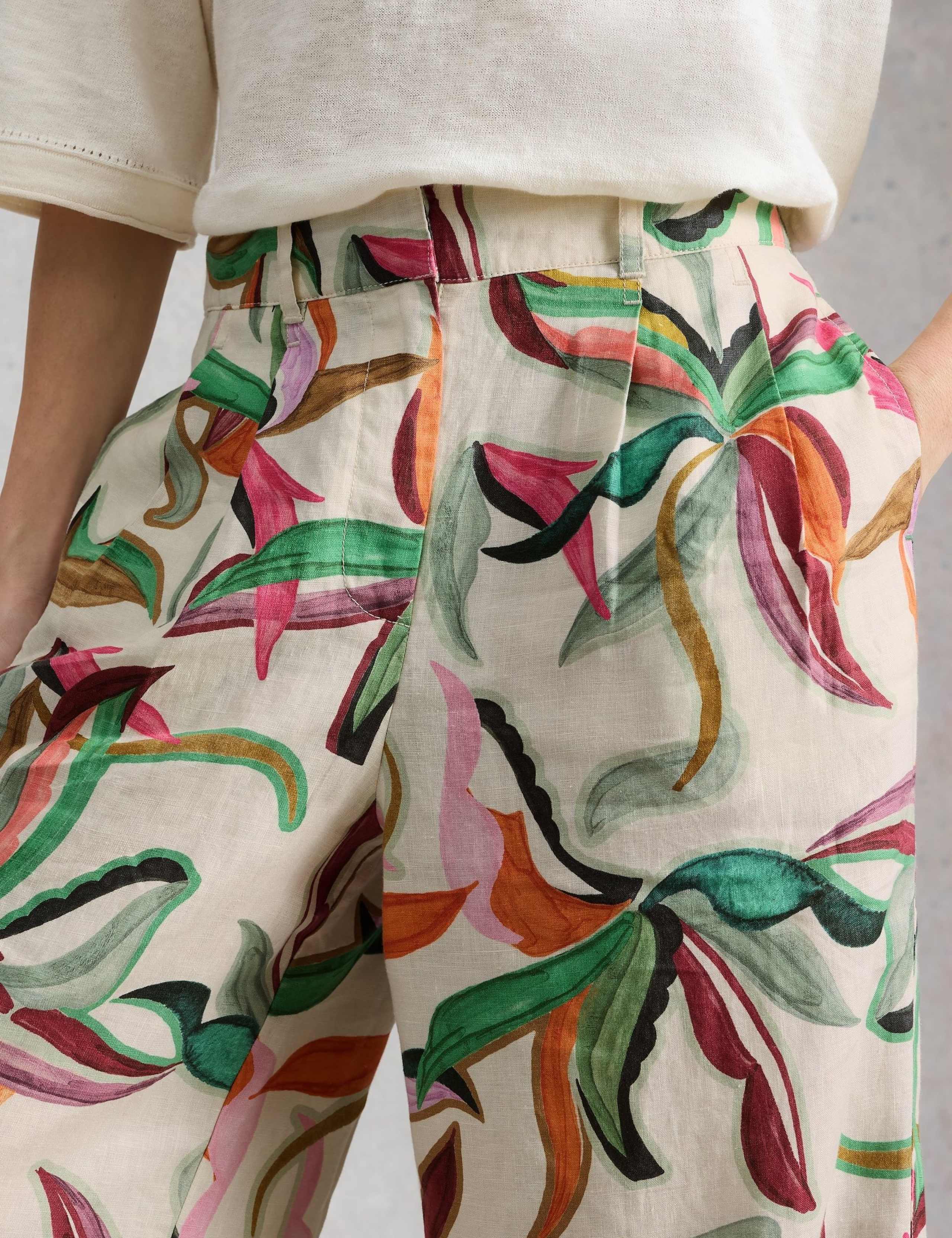 Pure Linen Printed Wide Leg Trousers 6 of 6