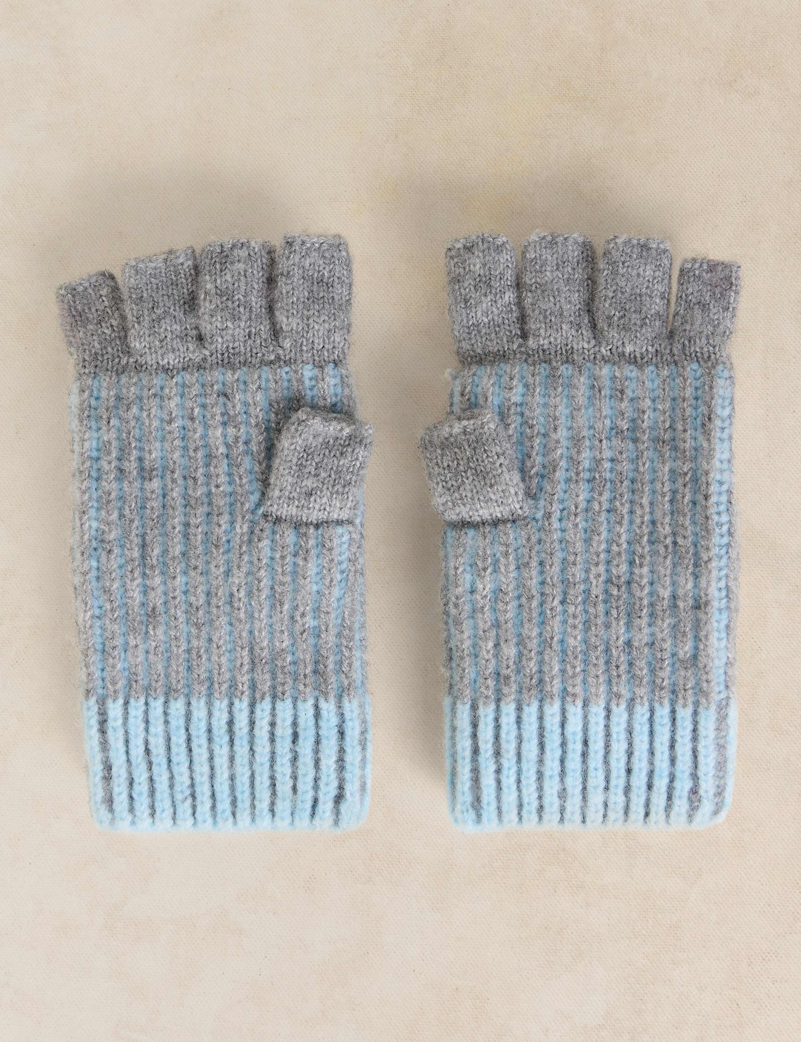 Two Tone Ribbed Flip Mittens 2 of 3