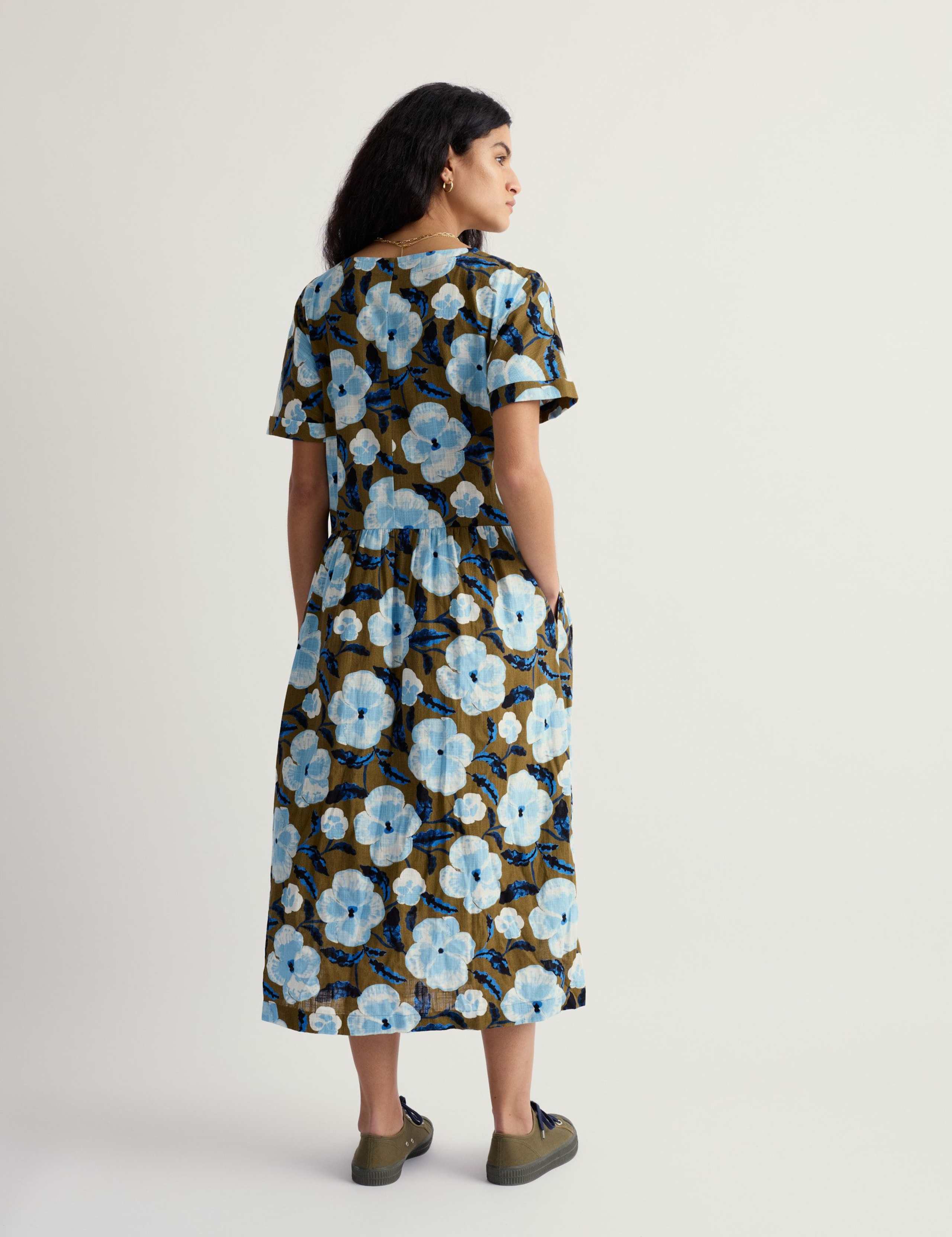 Pure Cotton Floral Midi Waisted Dress 5 of 6