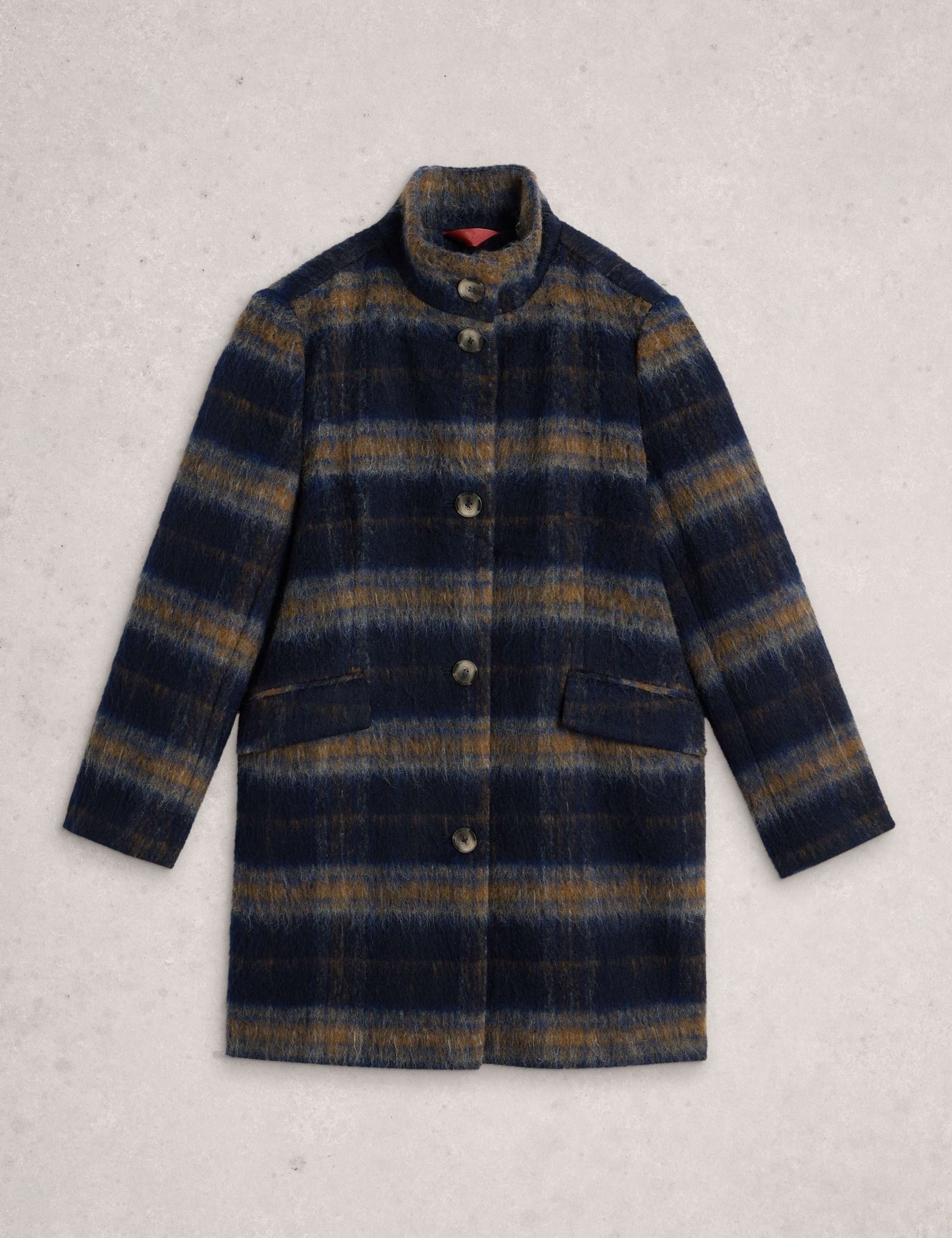 Checked Wool Blend Overcoat 2 of 5