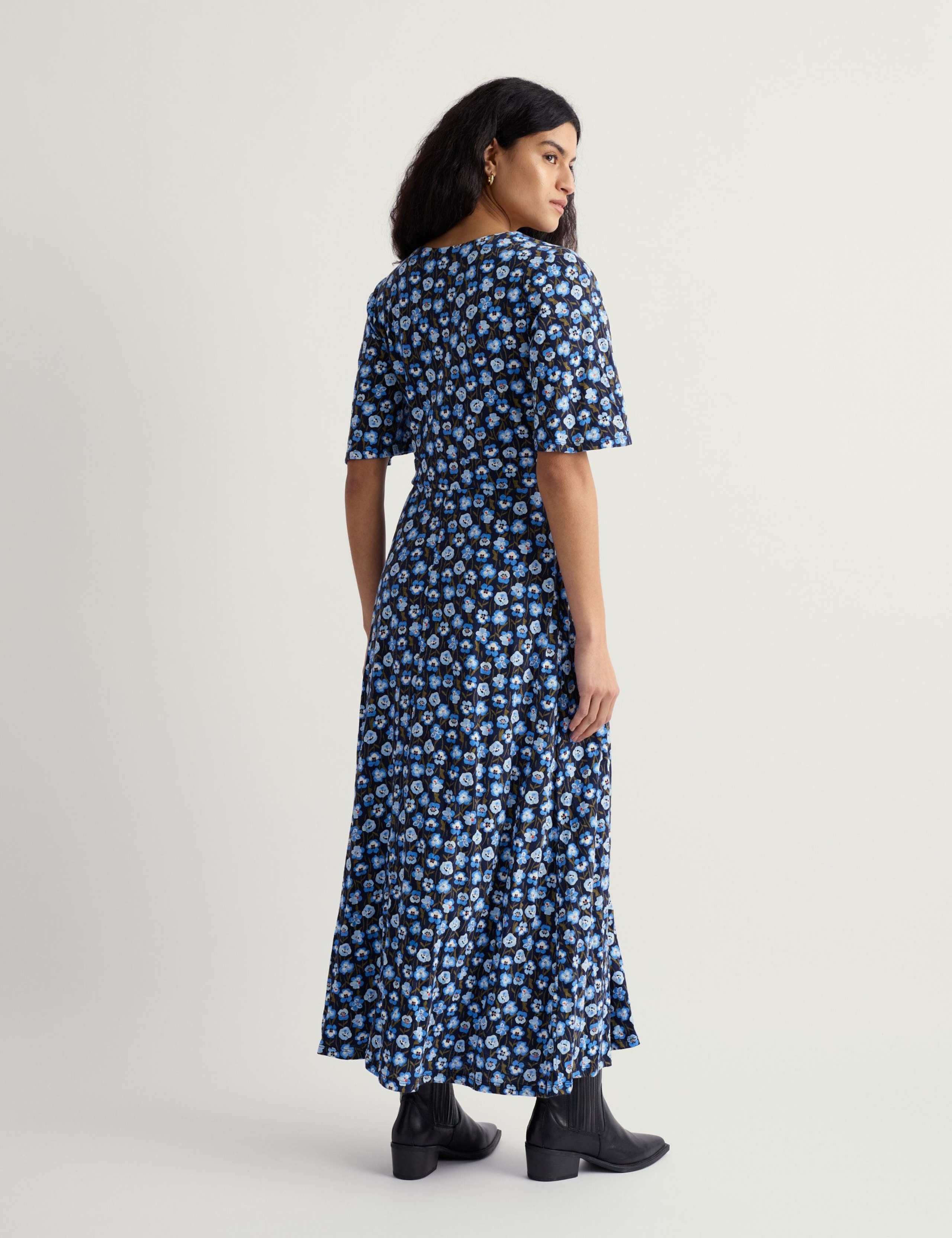 Pure Cotton Floral Midi Skater Dress 5 of 6