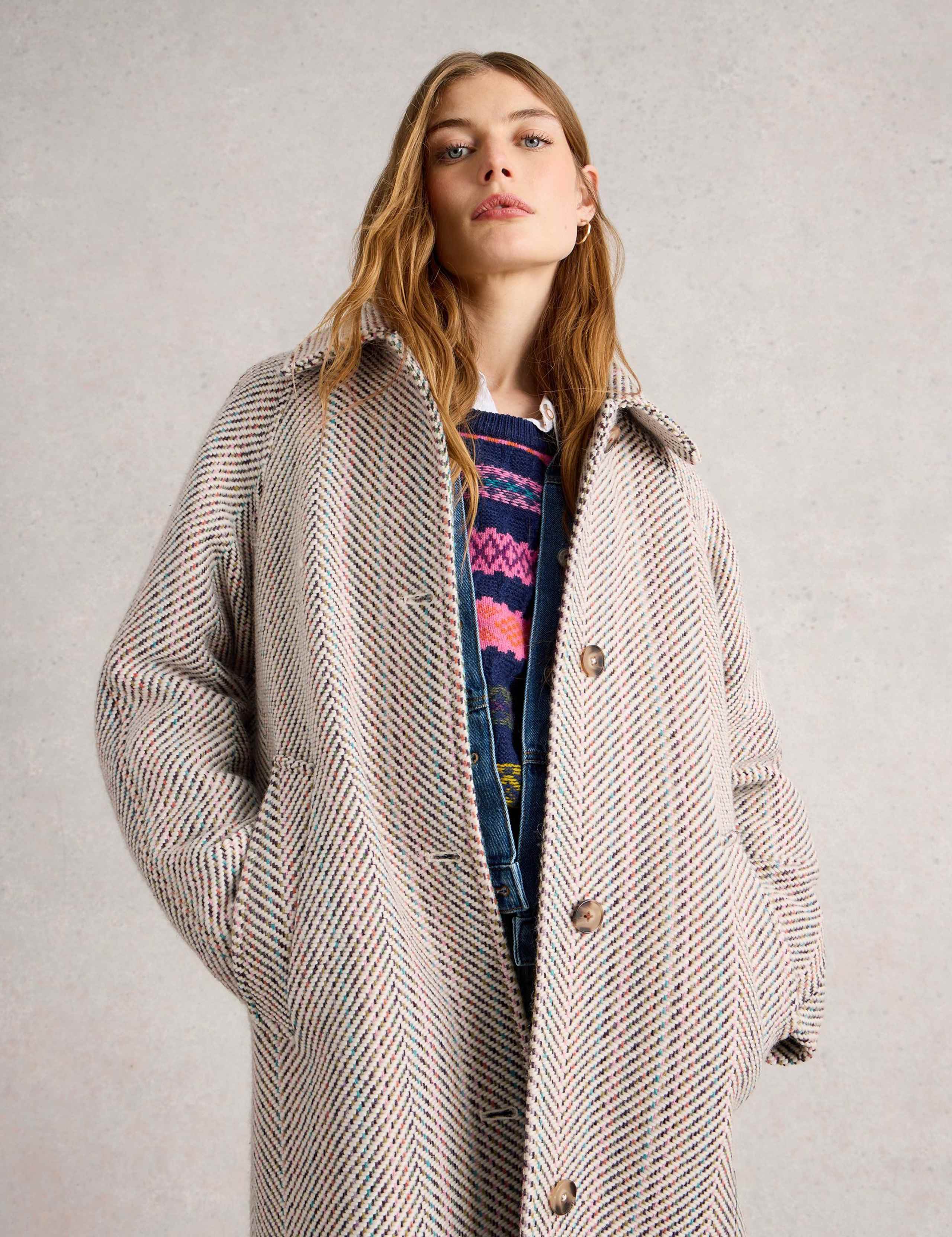 Wool Blend Herringbone Coat 3 of 6