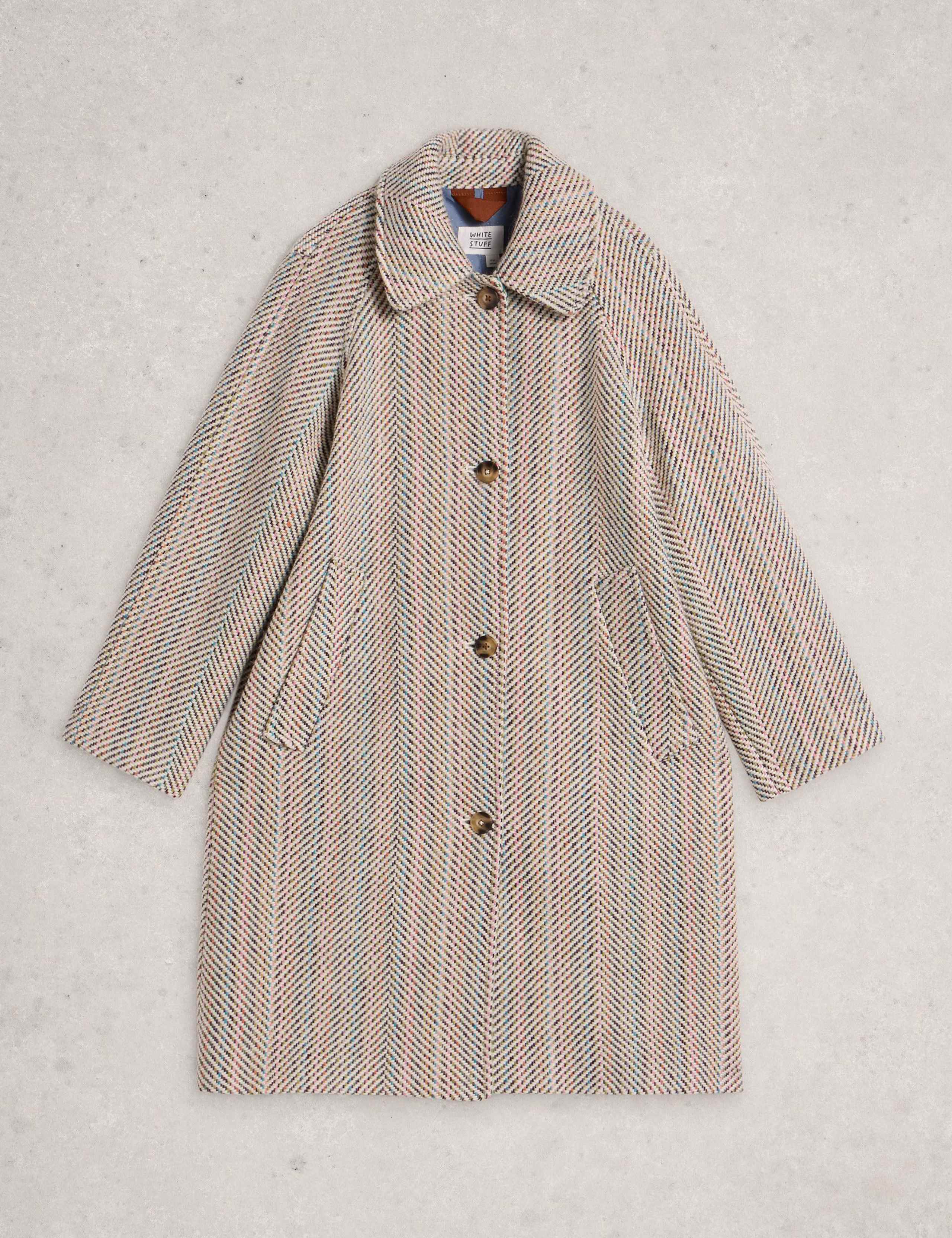 Wool Blend Herringbone Coat 2 of 6