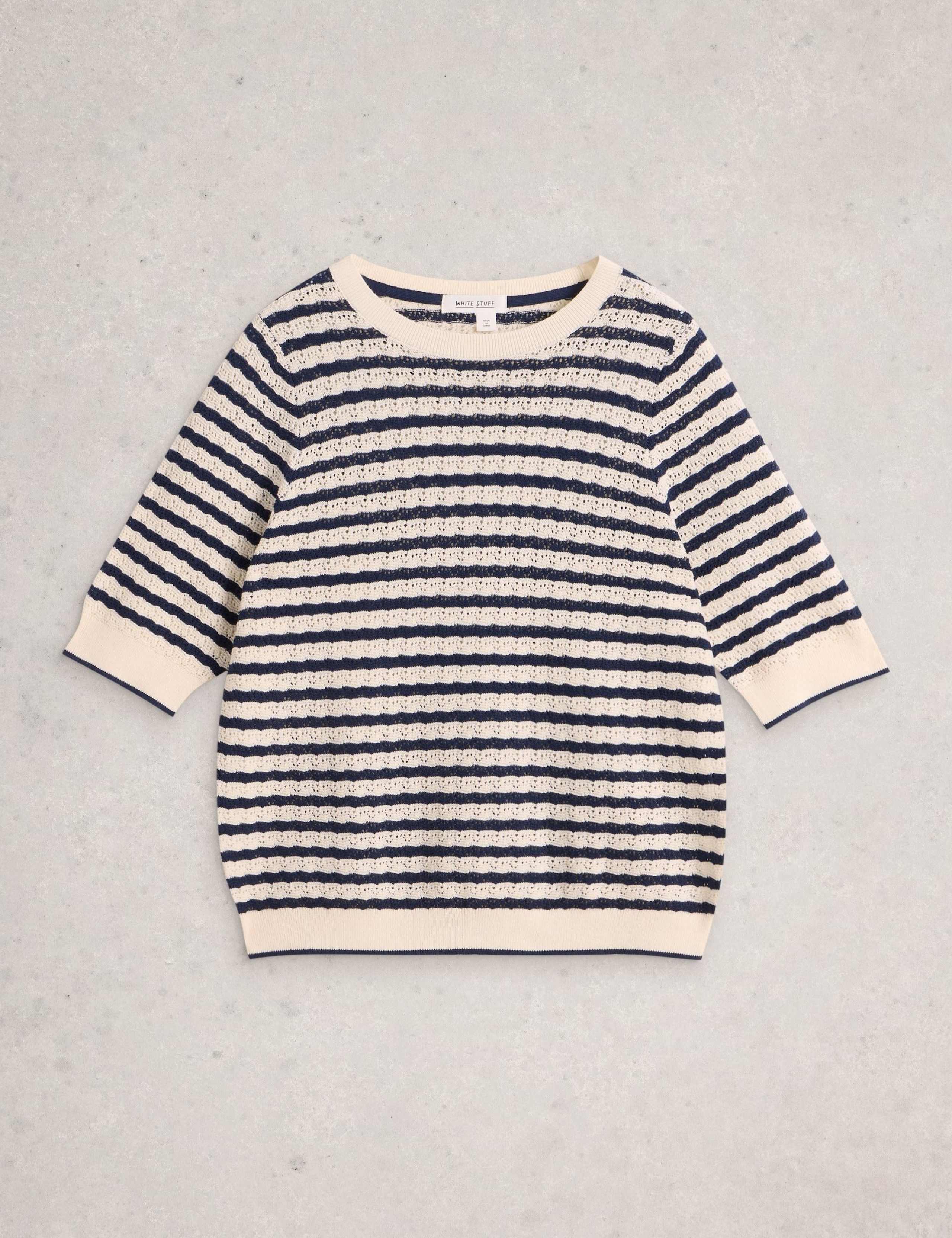 Pure Cotton Pointelle Knitted T-Shirt 2 of 6