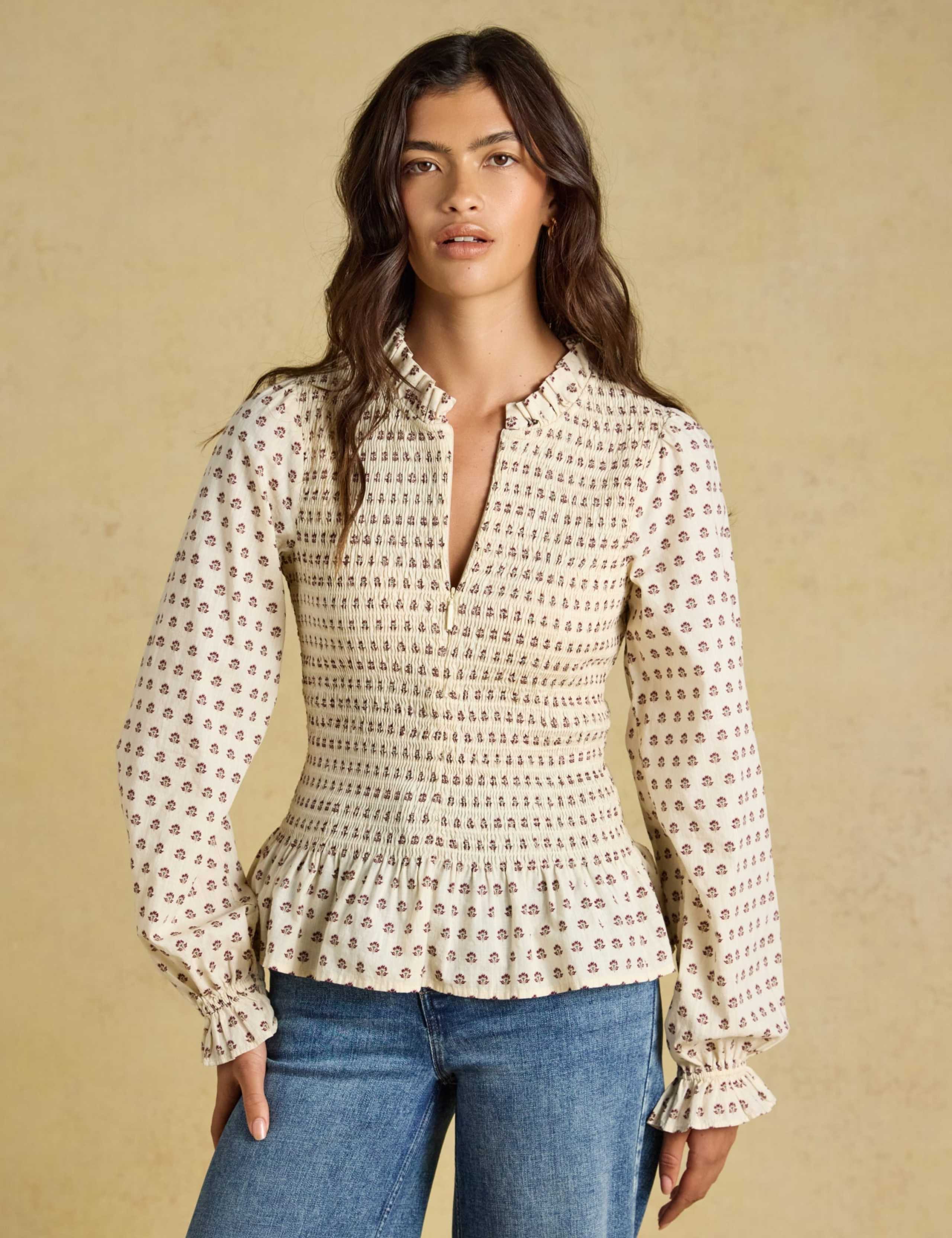 Long Sleeve Floral Smocked Blouse 1 of 11