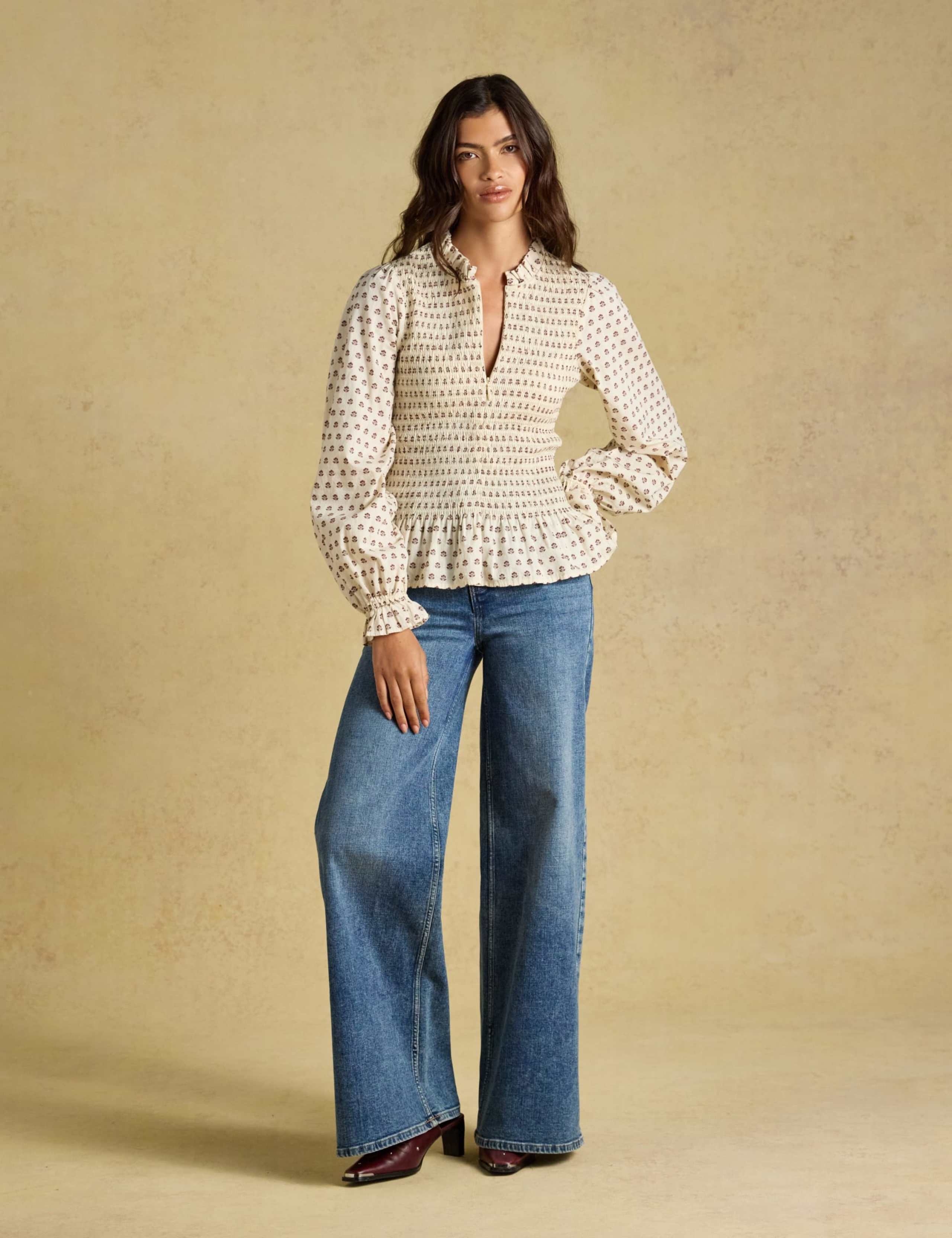 Long Sleeve Floral Smocked Blouse 3 of 11