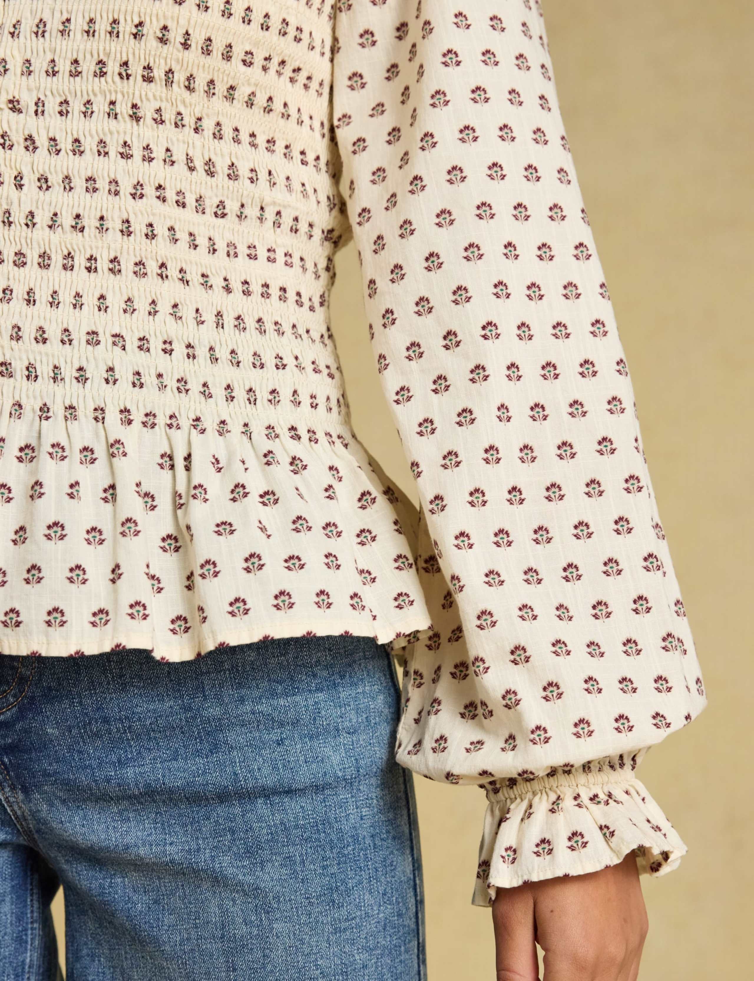 Long Sleeve Floral Smocked Blouse 5 of 11