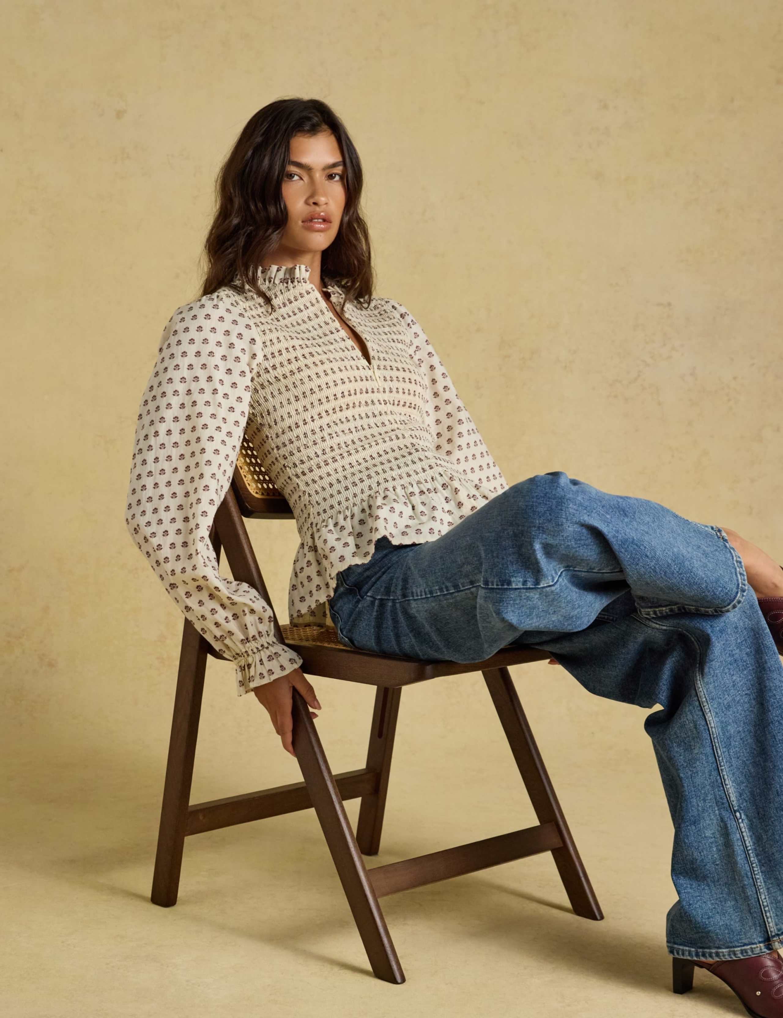 Long Sleeve Floral Smocked Blouse 7 of 11