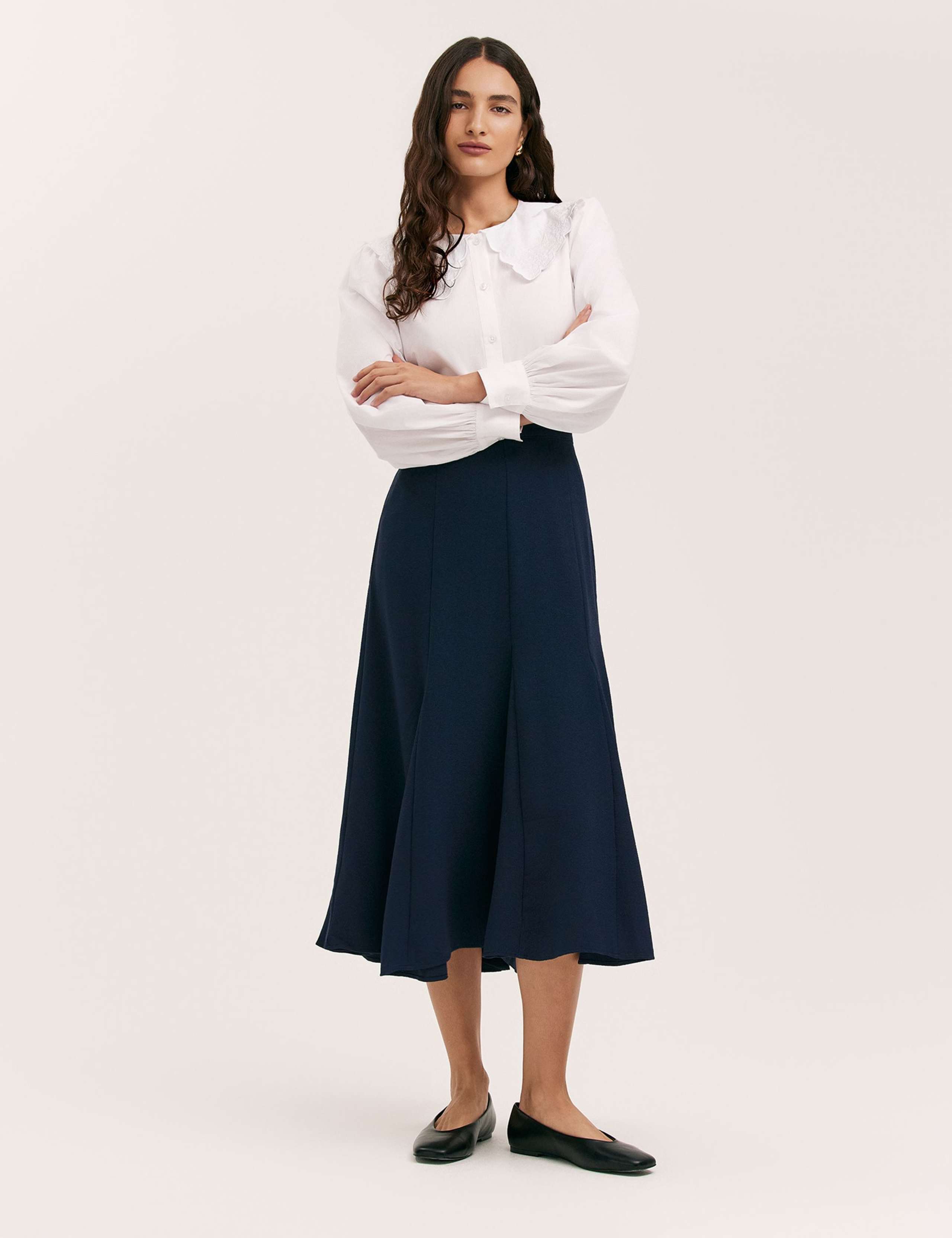 Crepe Pleated Midi Skirt 2 of 5