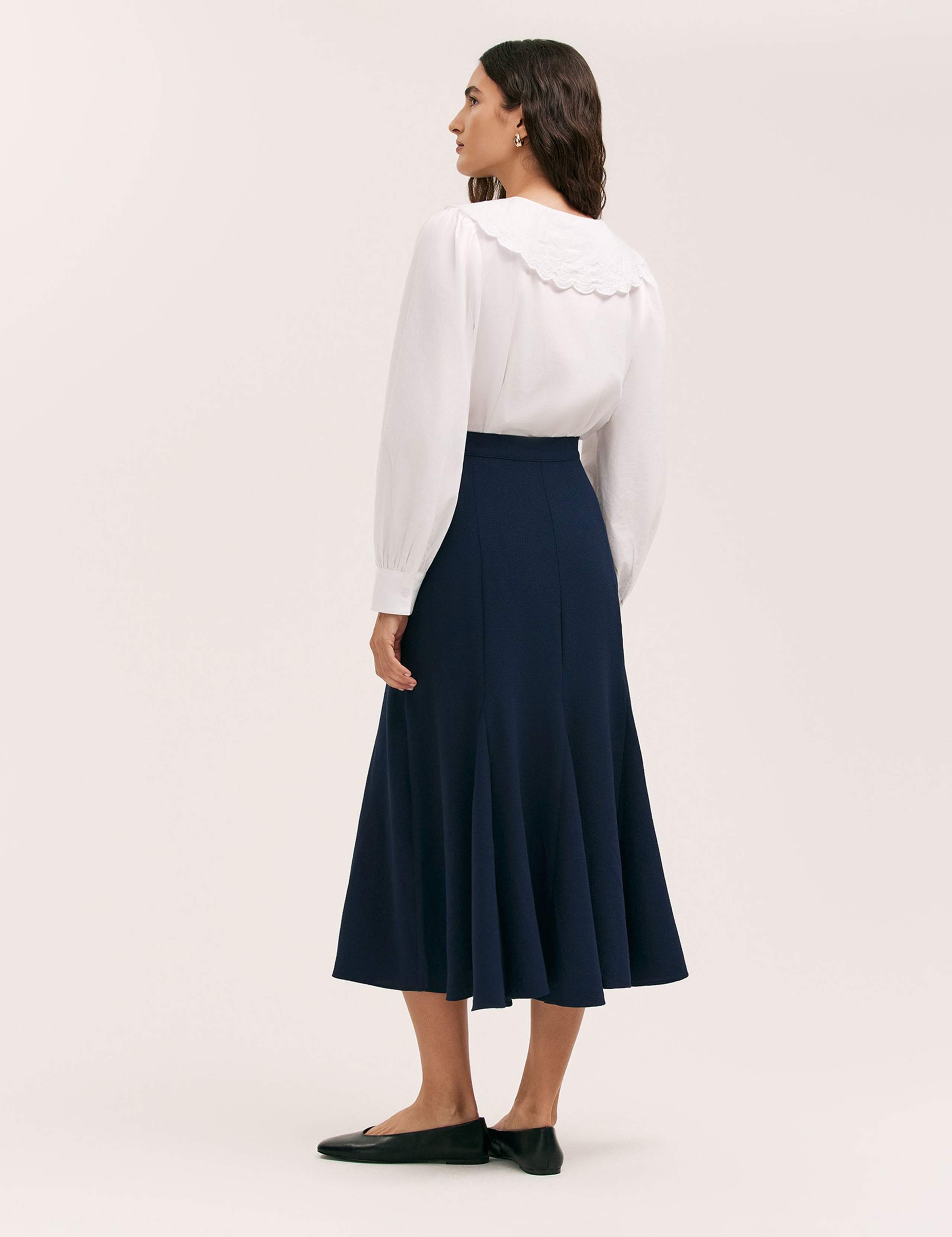Crepe Pleated Midi Skirt 3 of 5