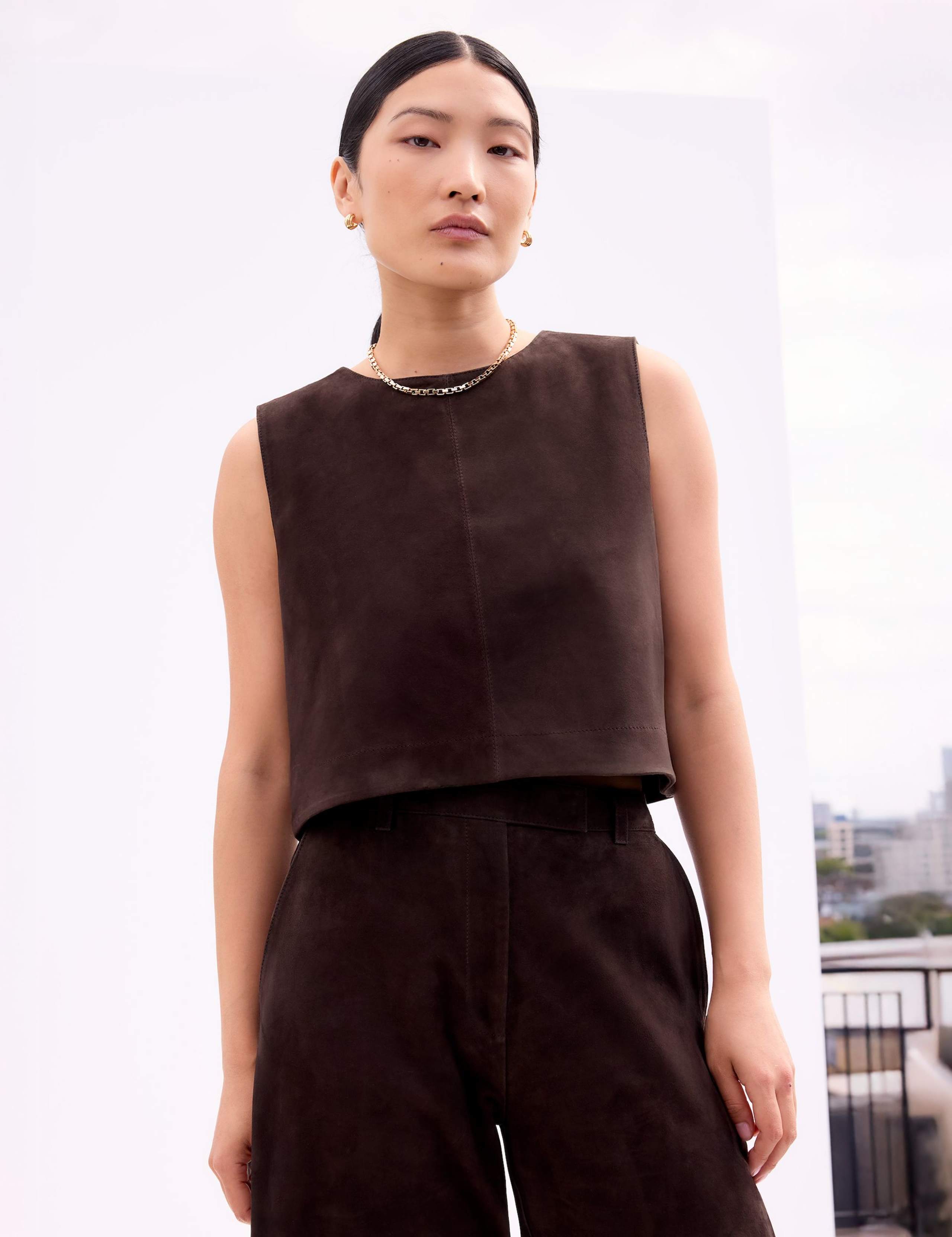 Suede Round Neck Shell Top 1 of 3