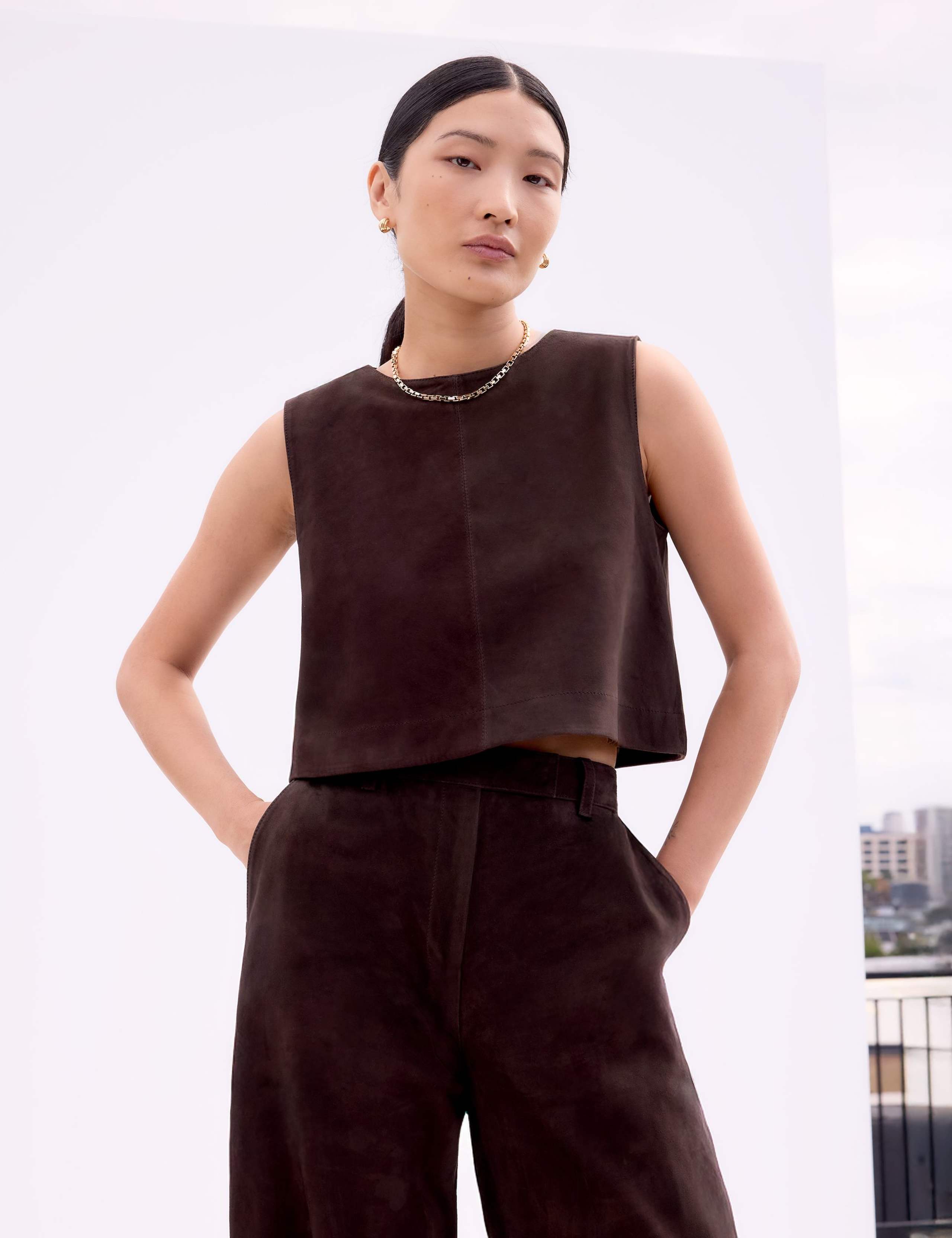 Suede Round Neck Shell Top 2 of 3