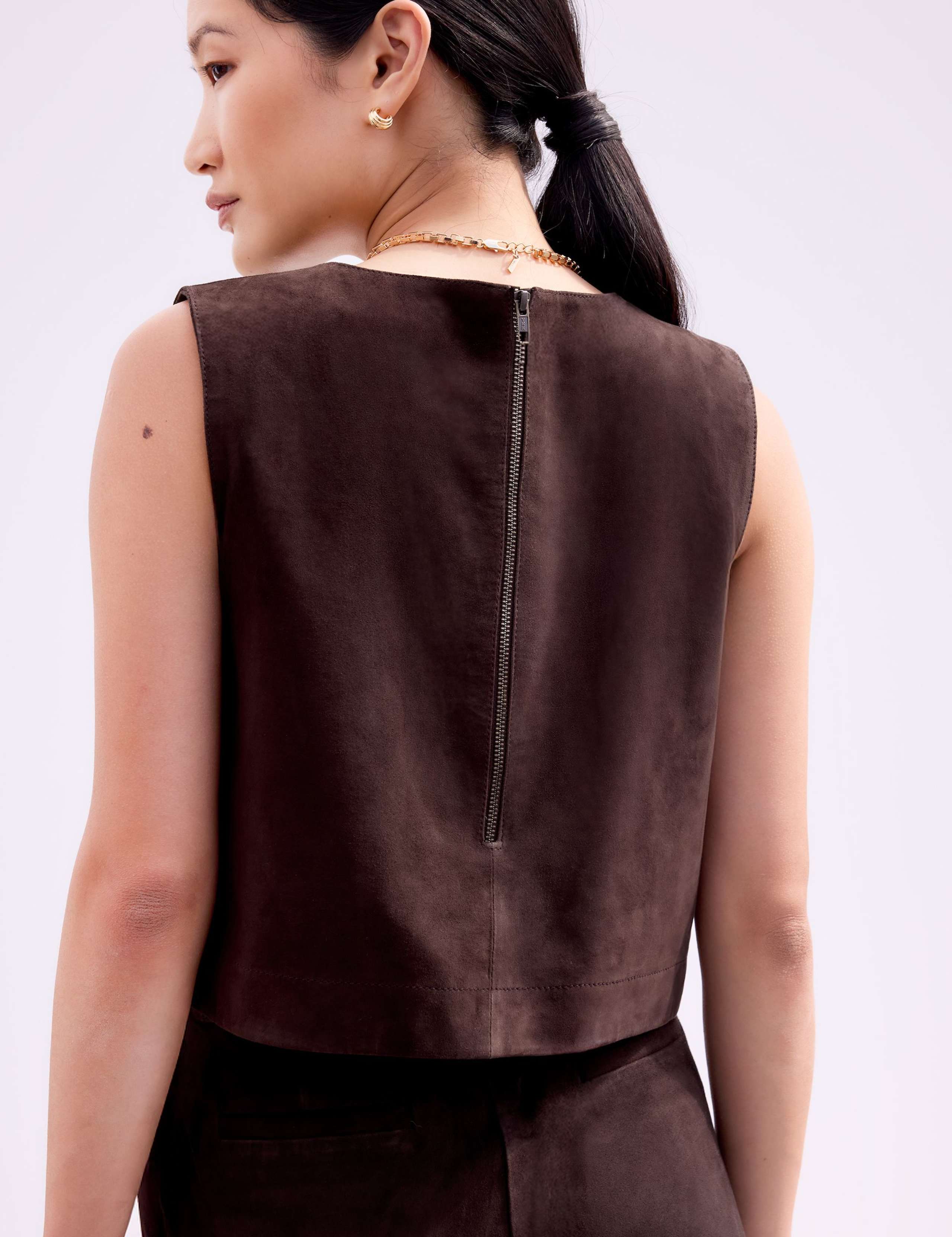 Suede Round Neck Shell Top 3 of 3