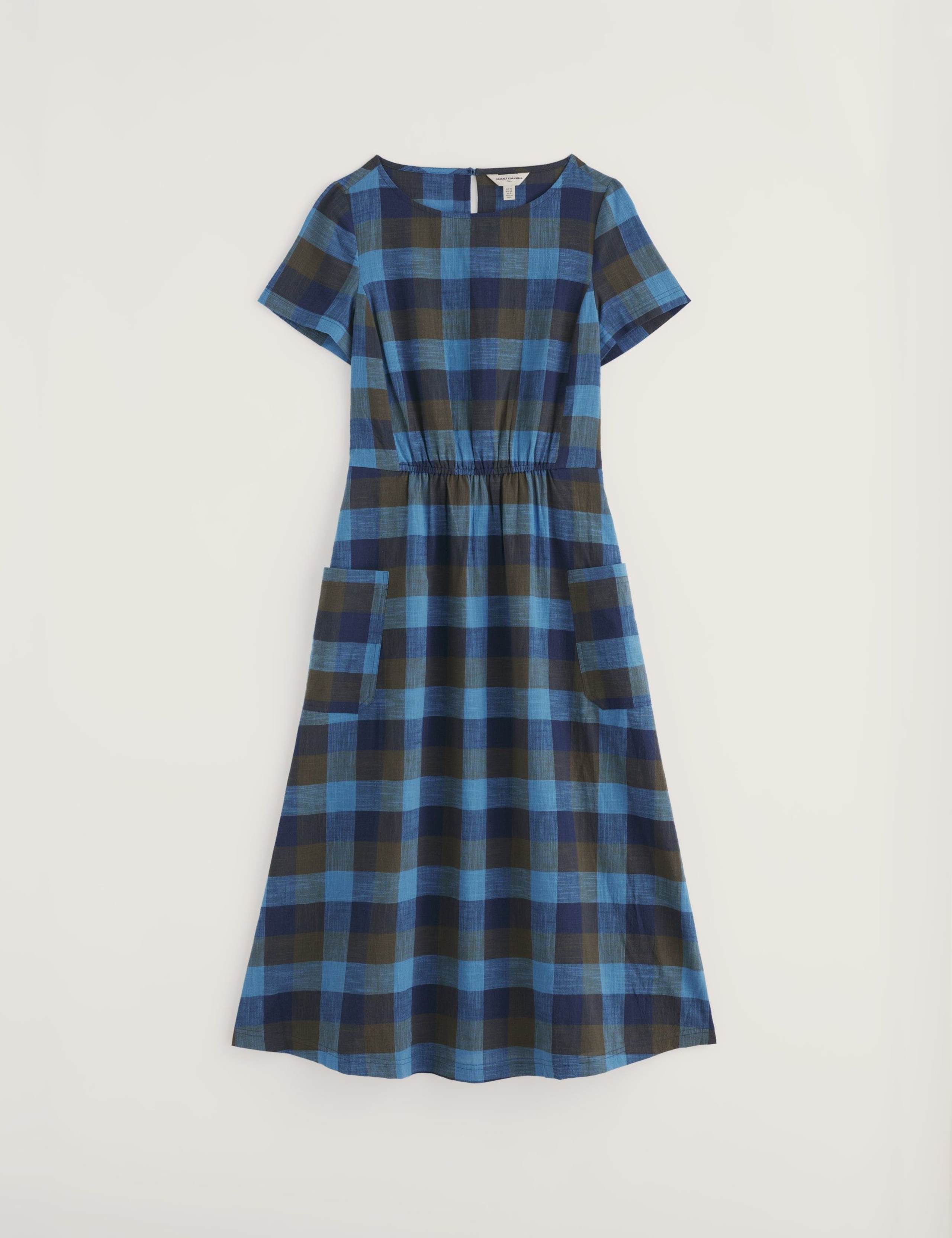 Pure Cotton Checked Midi Waisted Dress 2 of 5
