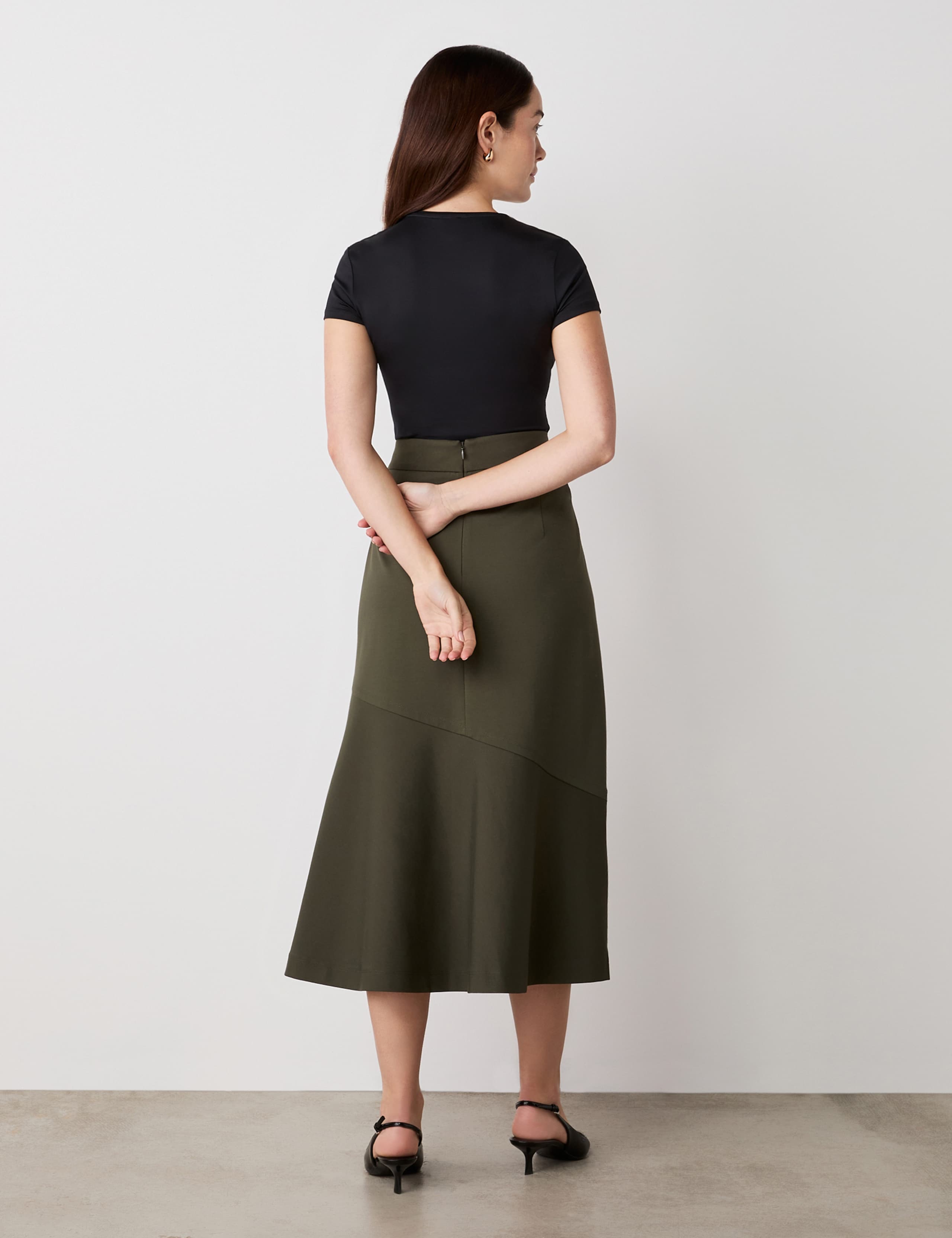 Ponte Jersey A-Line Midi Skirt 2 of 3