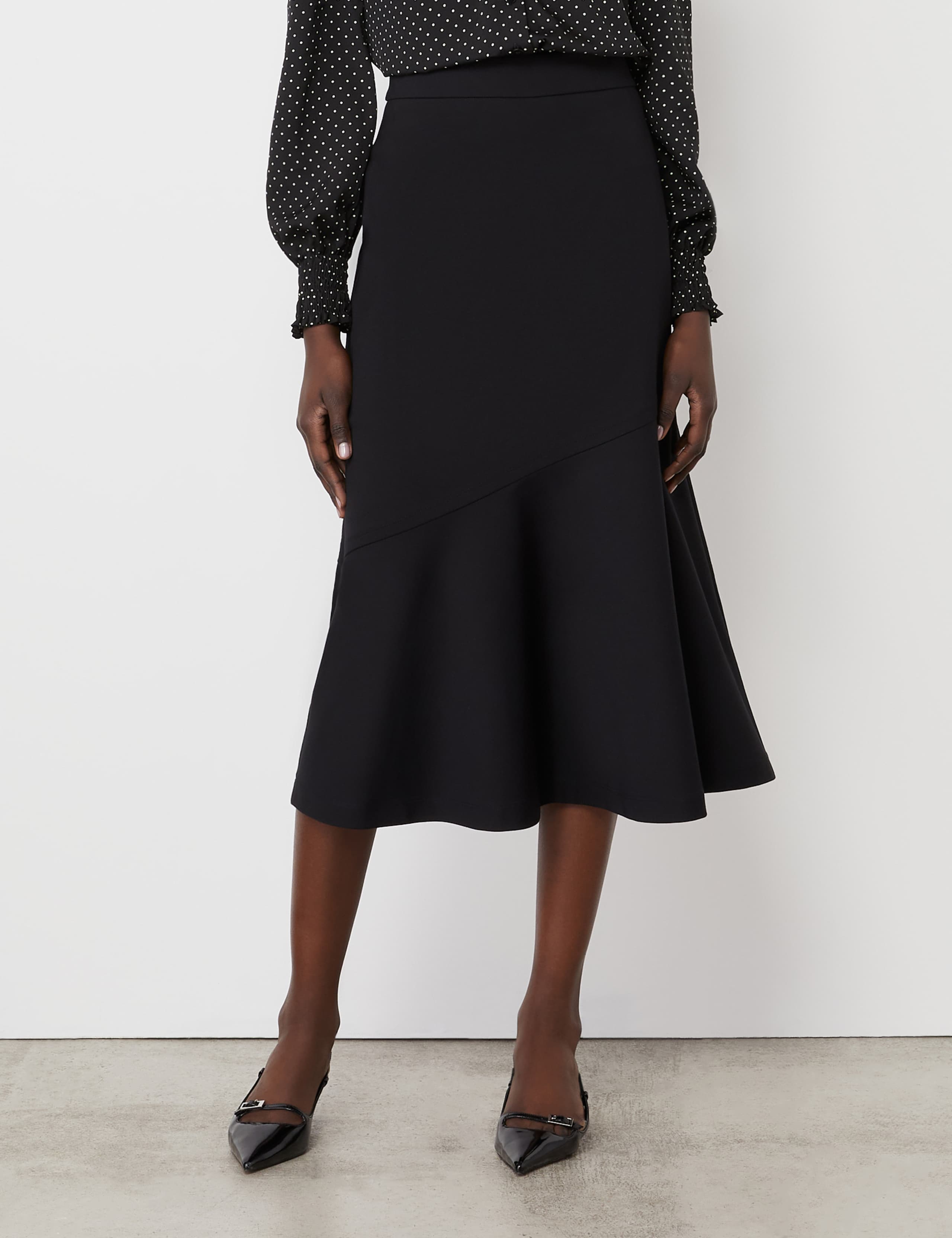 Ponte Jersey A-Line Midi Skirt 2 of 3