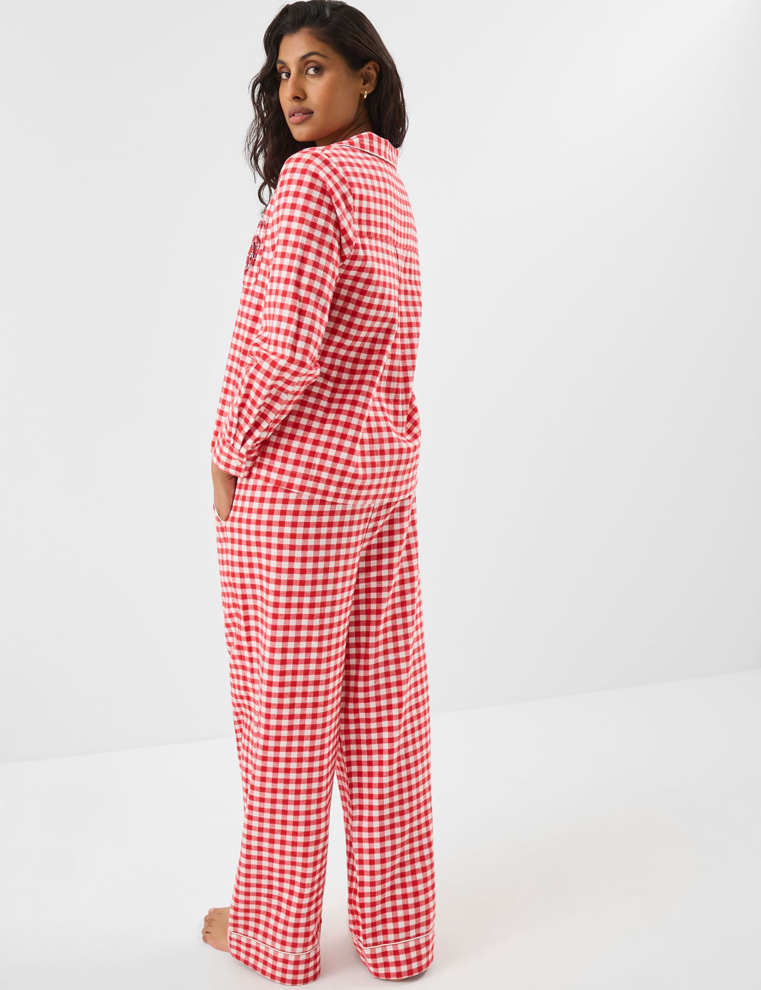 Pure Cotton Flannel Gingham Pyjama Set 3 of 5