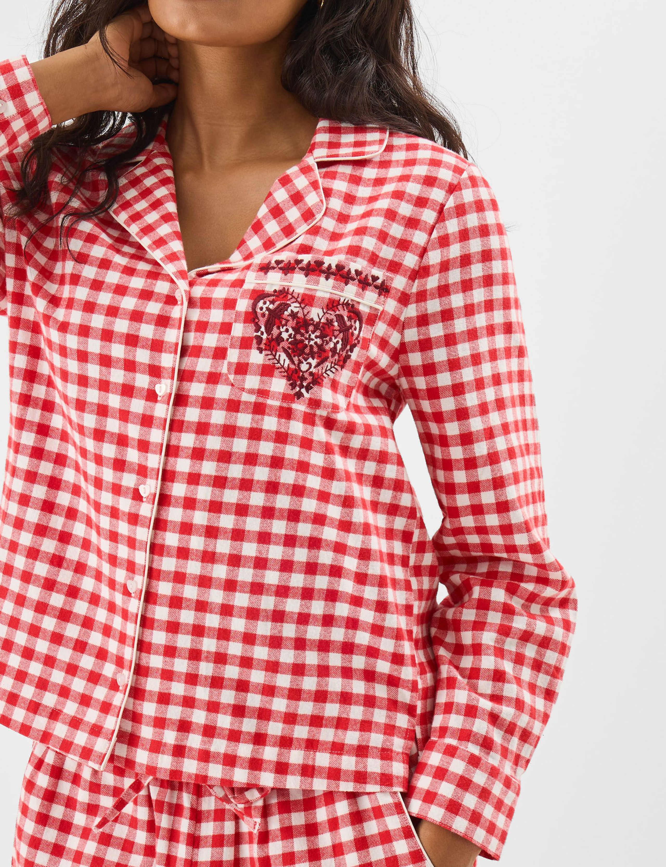 Pure Cotton Flannel Gingham Pyjama Set 4 of 5