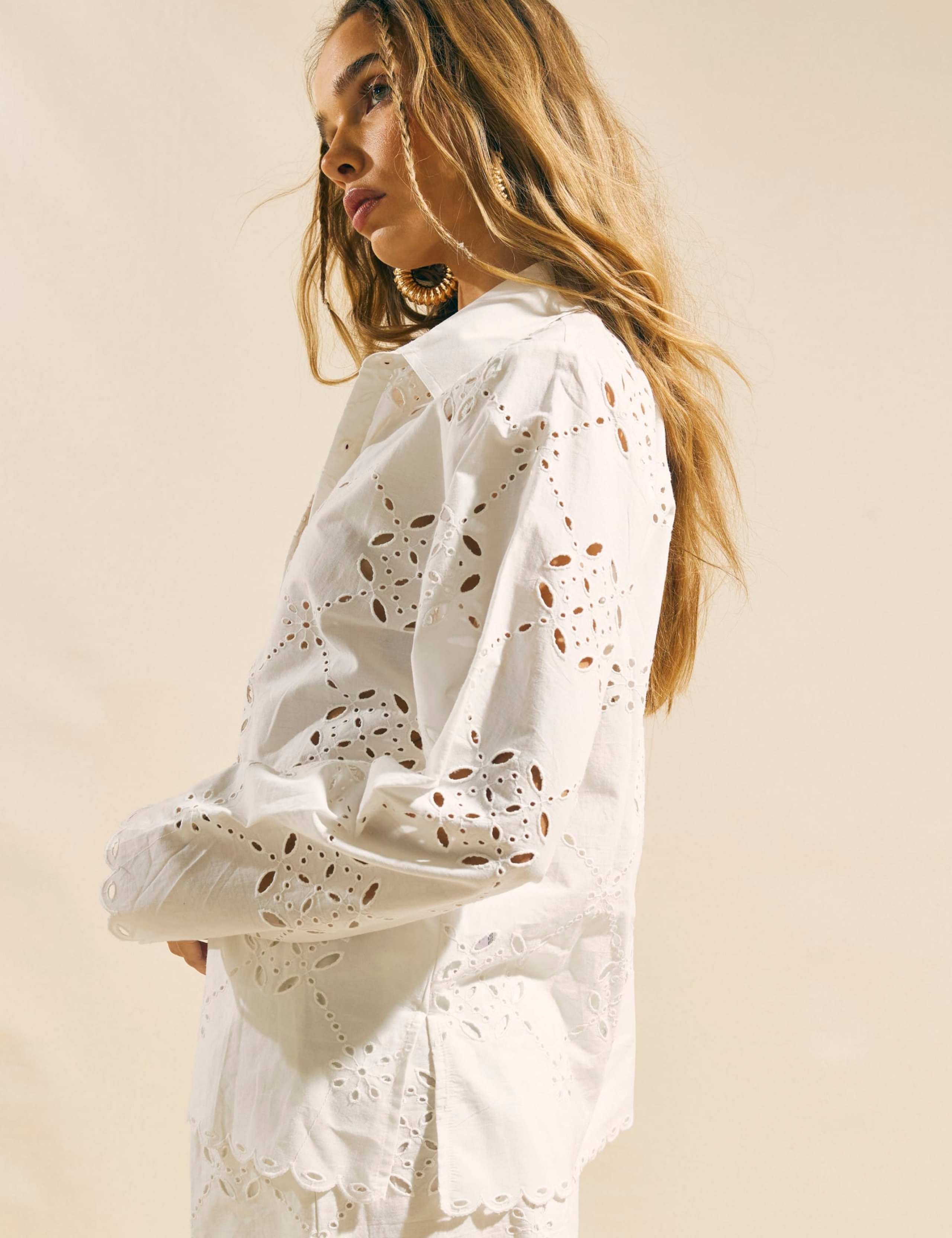Pure Cotton Broderie Relaxed Shirt 2 of 4