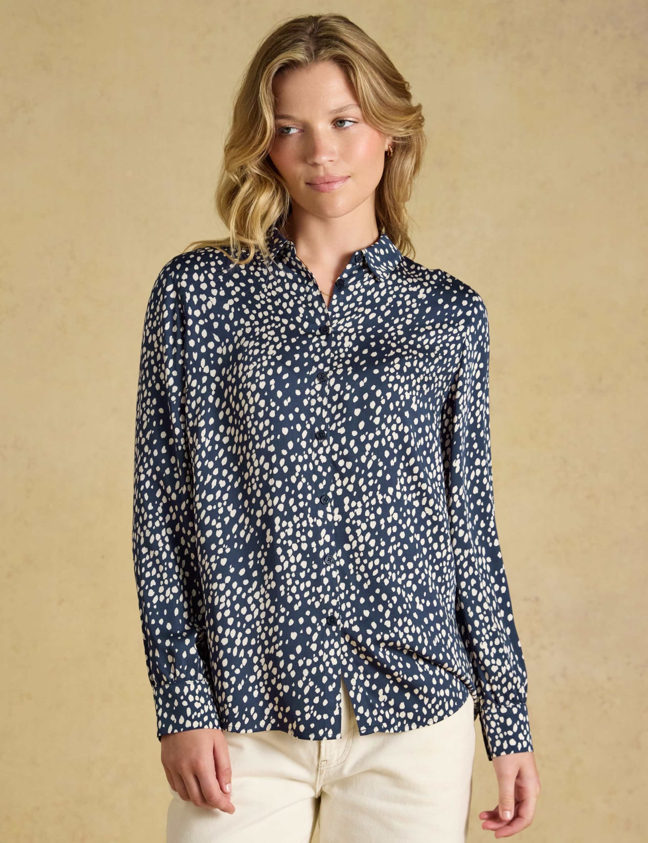 Spot Print Collared Relaxed Shirt 1 of 8