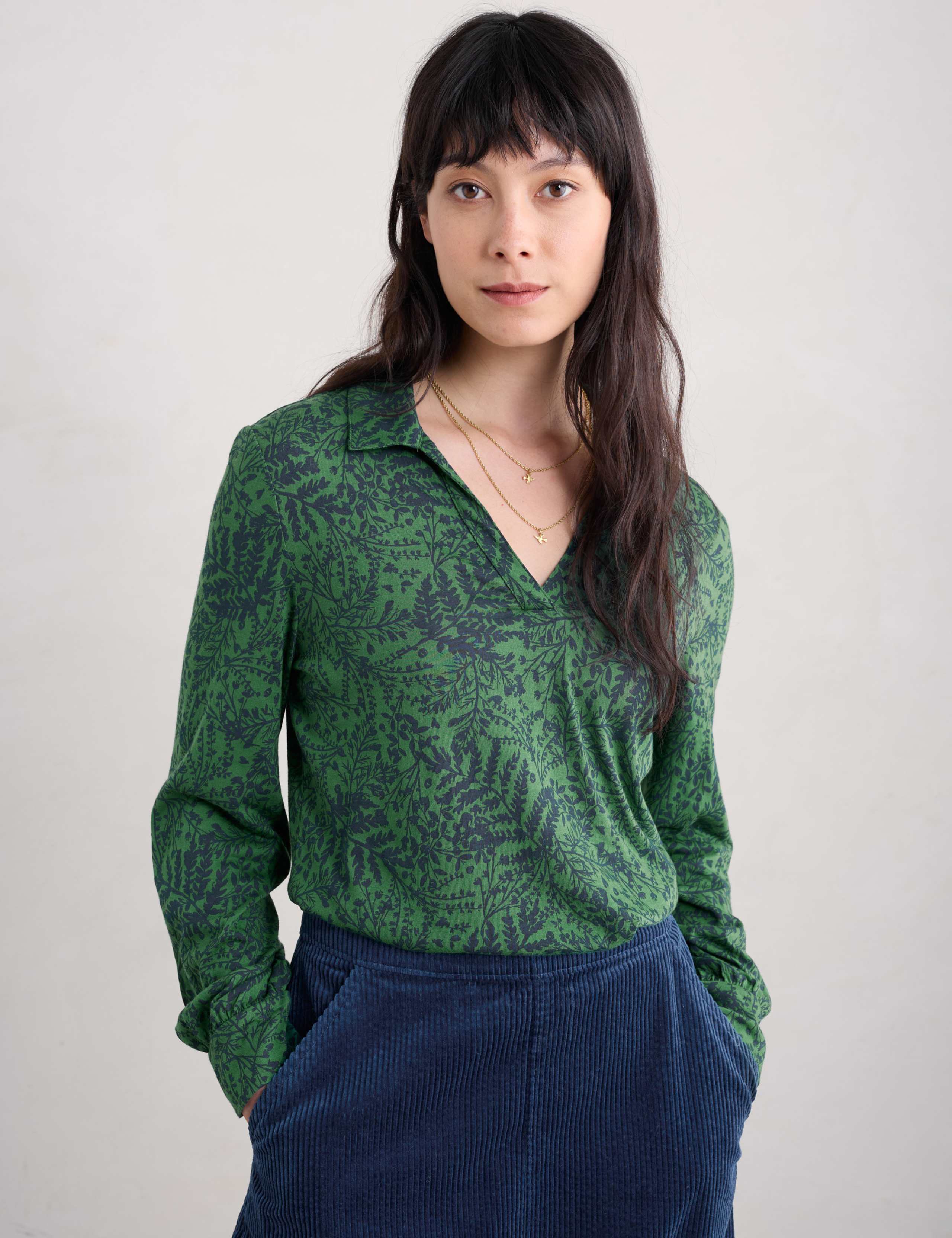 Cotton Modal Blend Collared Top 1 of 4