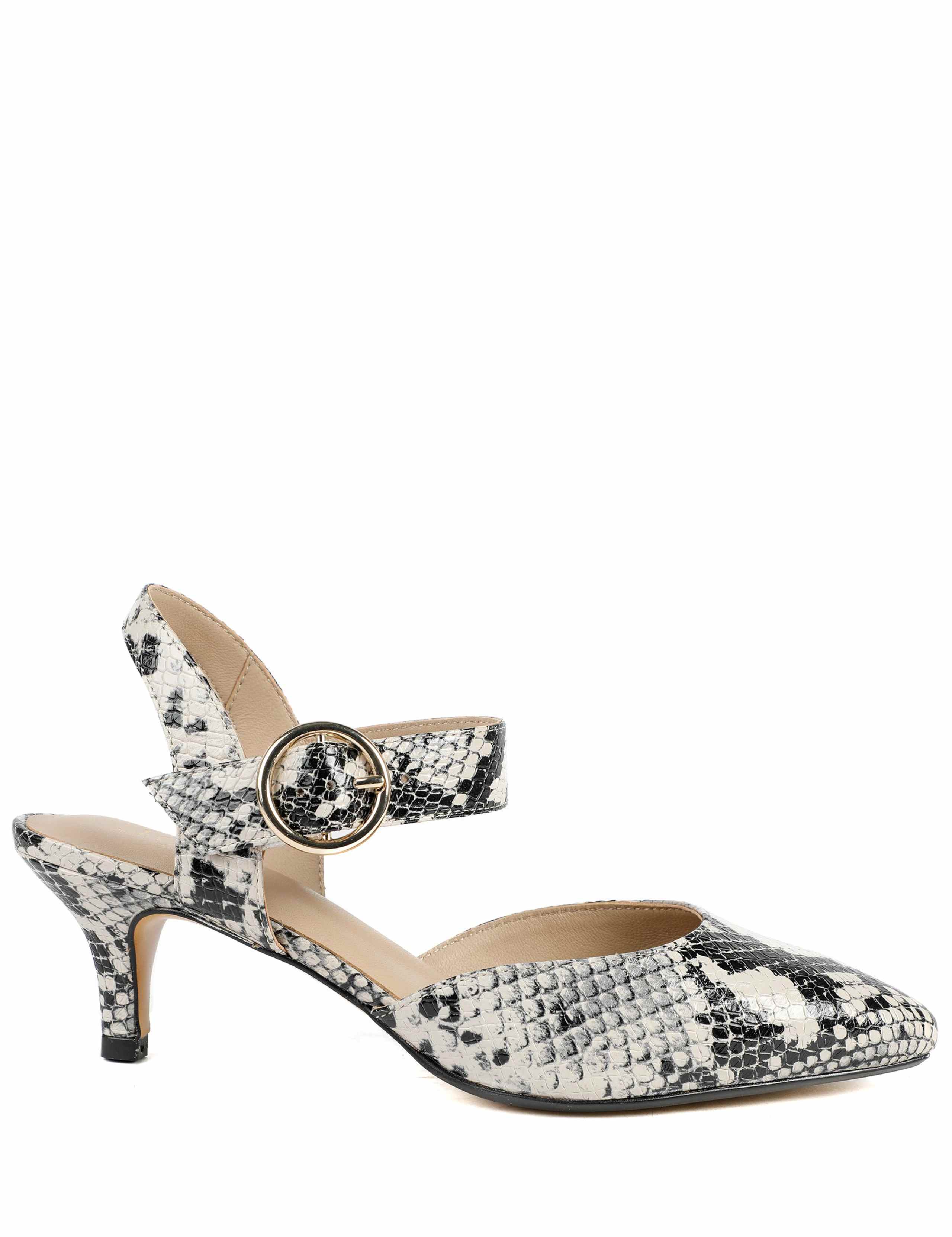 Leather Snake Print Kitten Heel Court Shoes 1 of 5