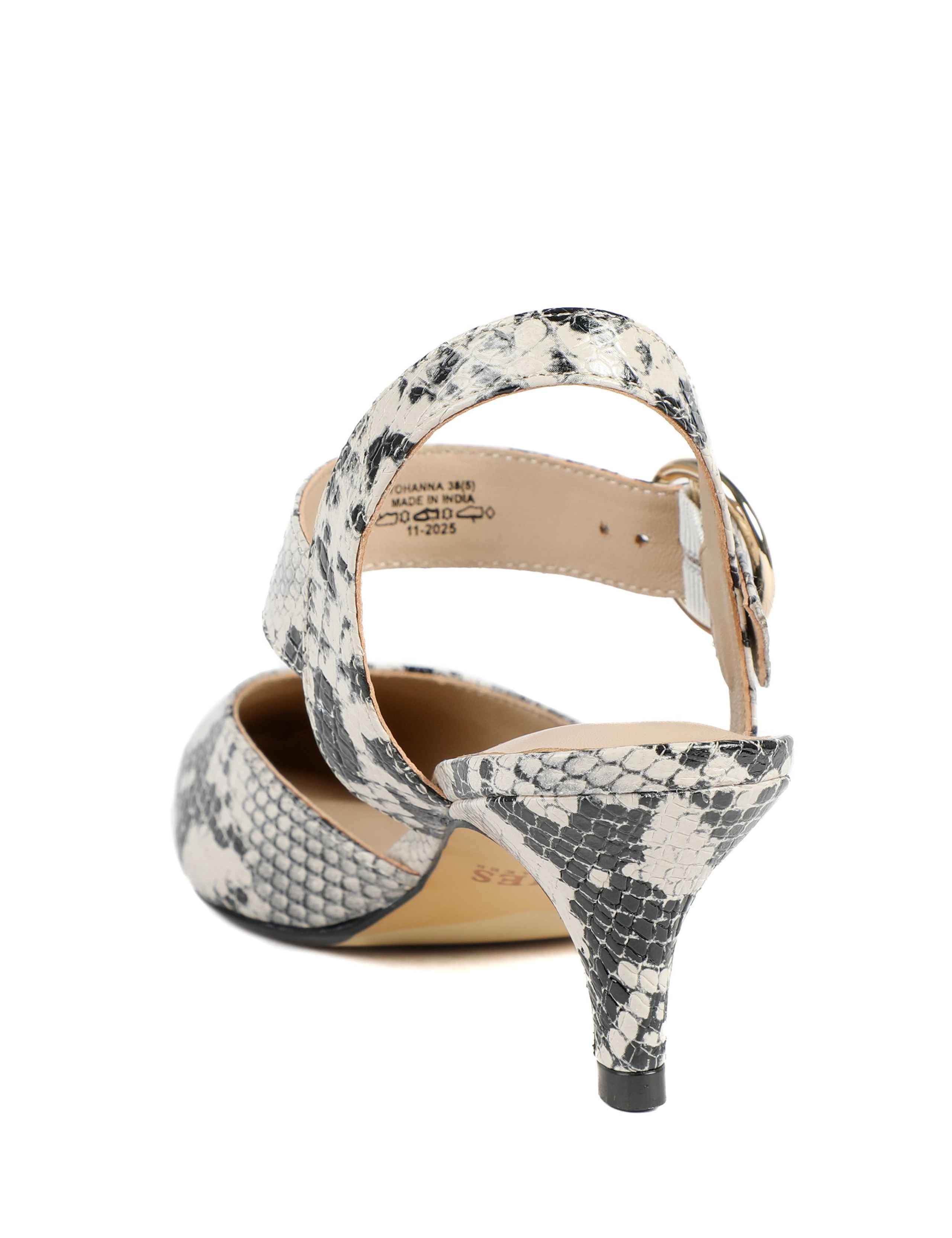 Leather Snake Print Kitten Heel Court Shoes 3 of 5