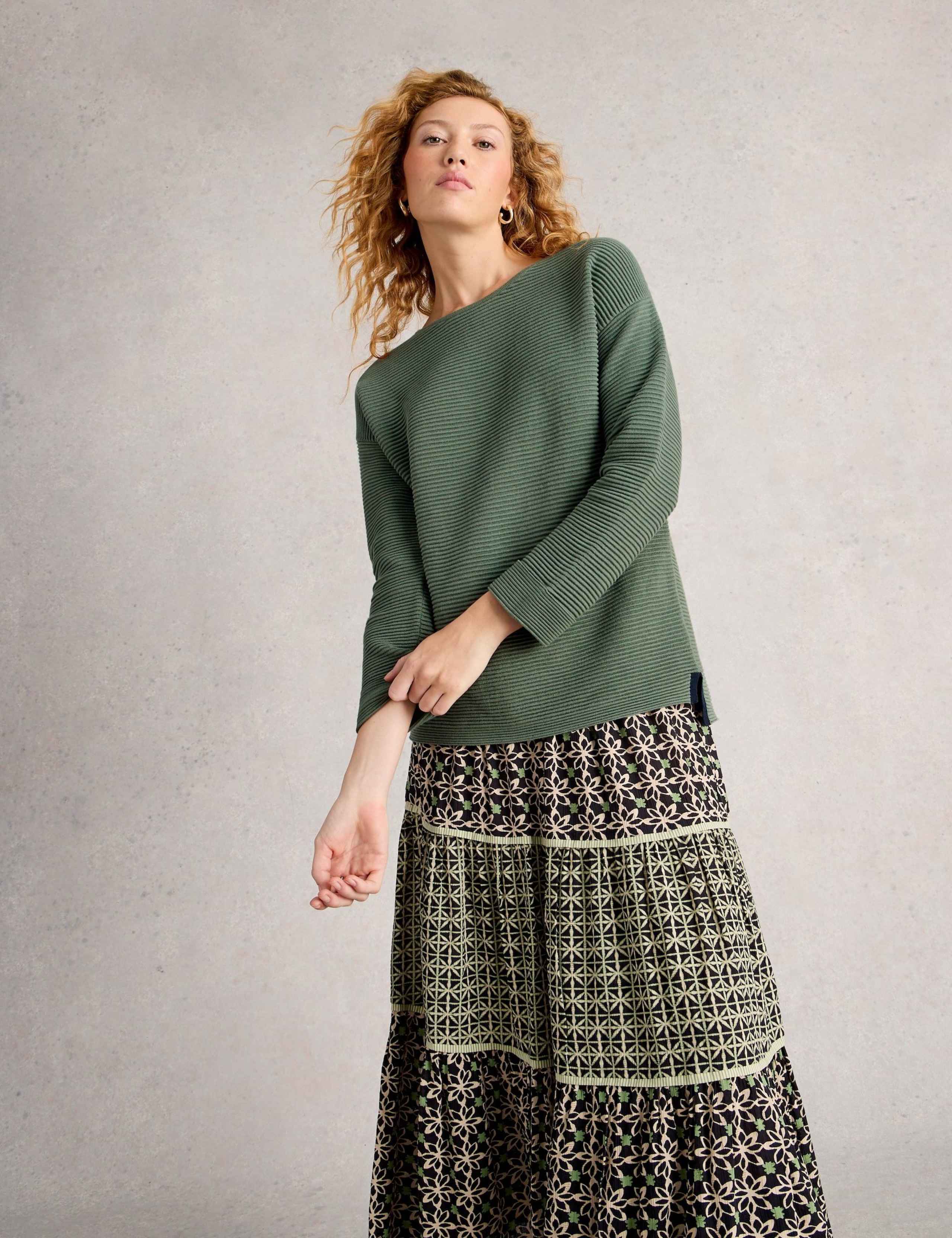 Pure Cotton Textured Slash Neck Jumper 4 of 6