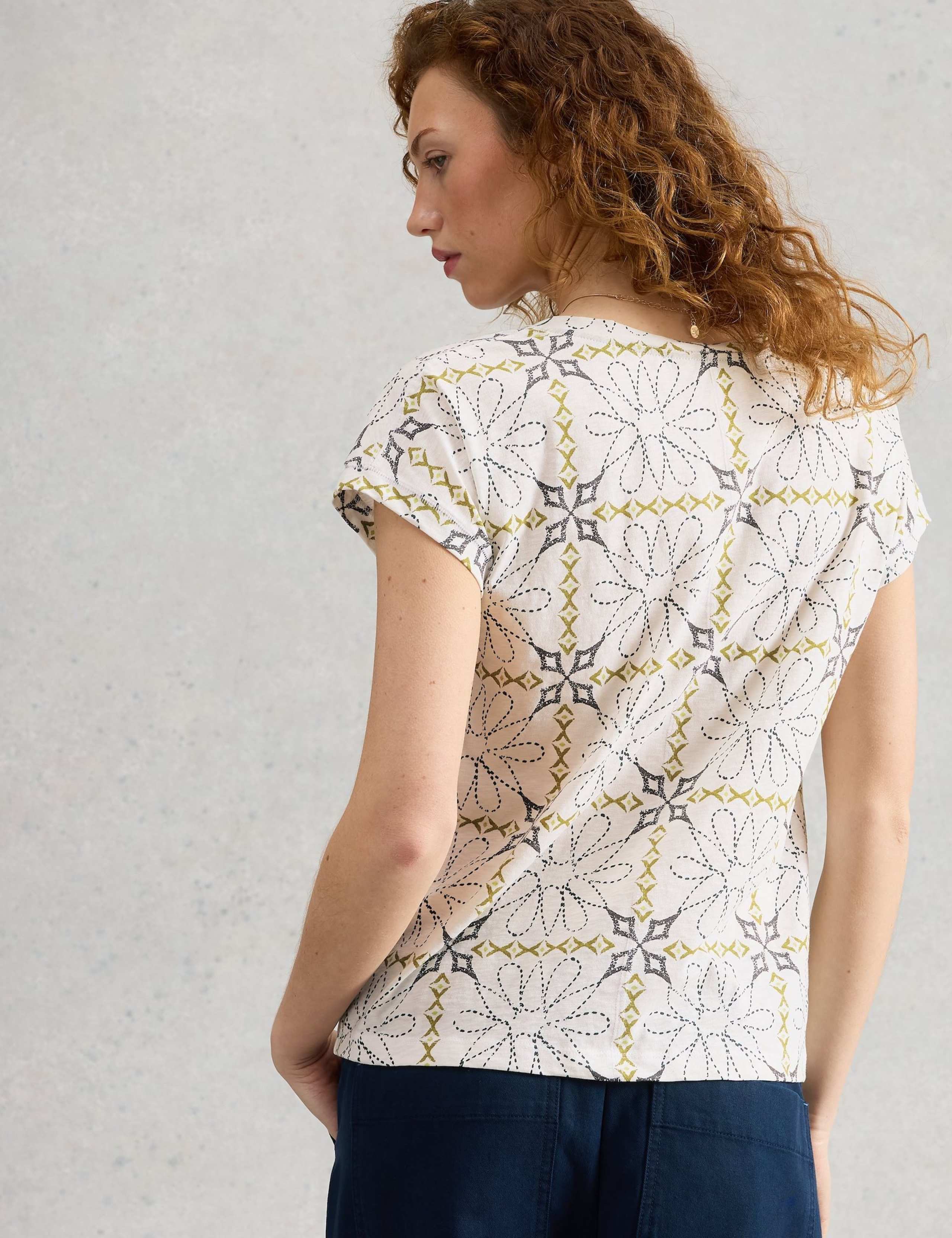 Pure Cotton Printed Notch Neck T-Shirt 3 of 6