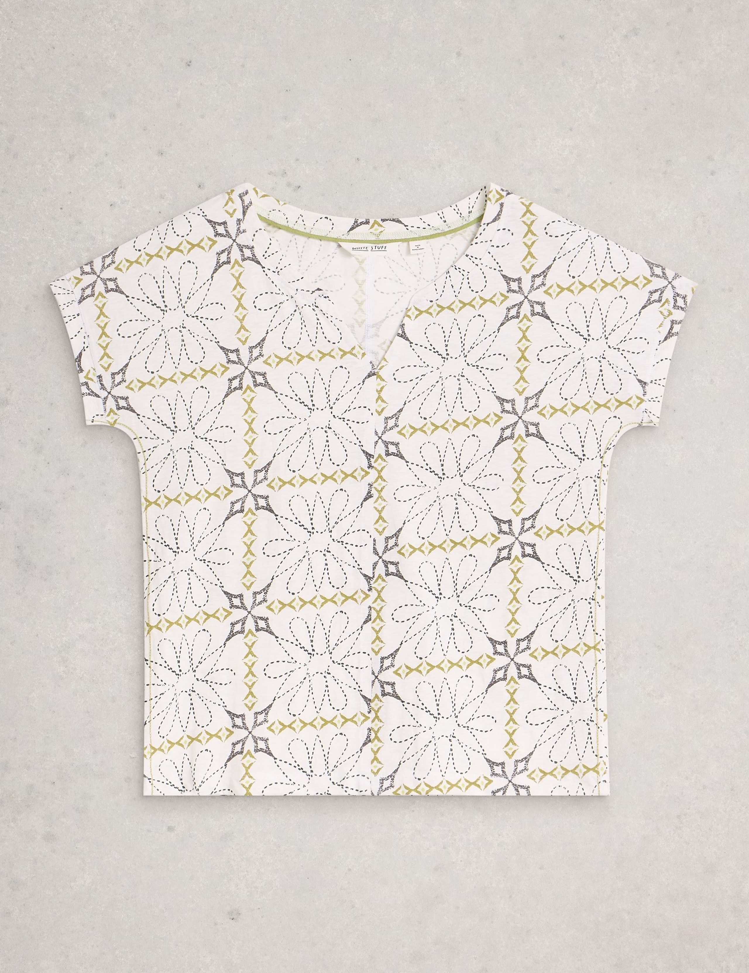 Pure Cotton Printed Notch Neck T-Shirt 2 of 6