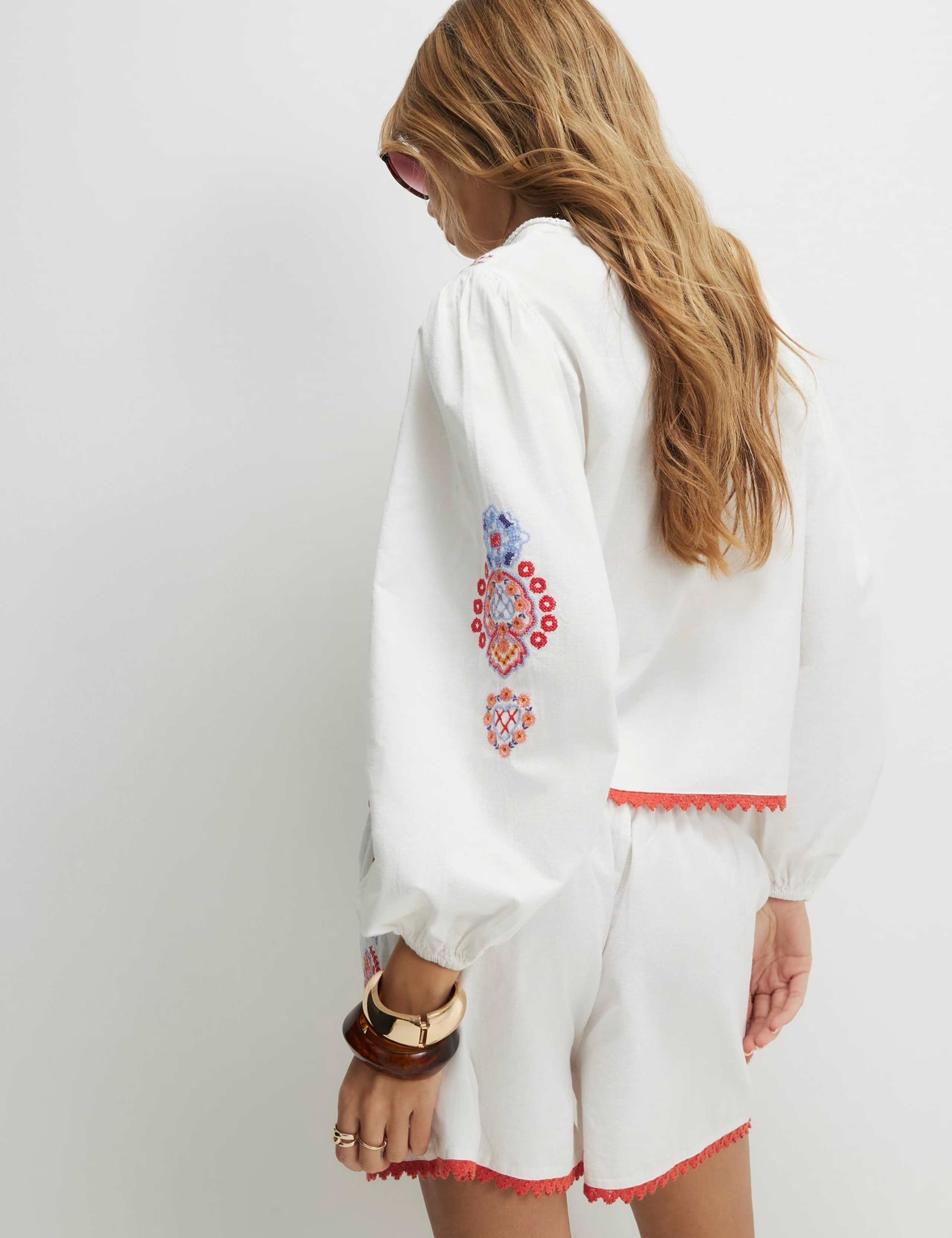 Embroidered Notch Neck Relaxed Blouse 3 of 4