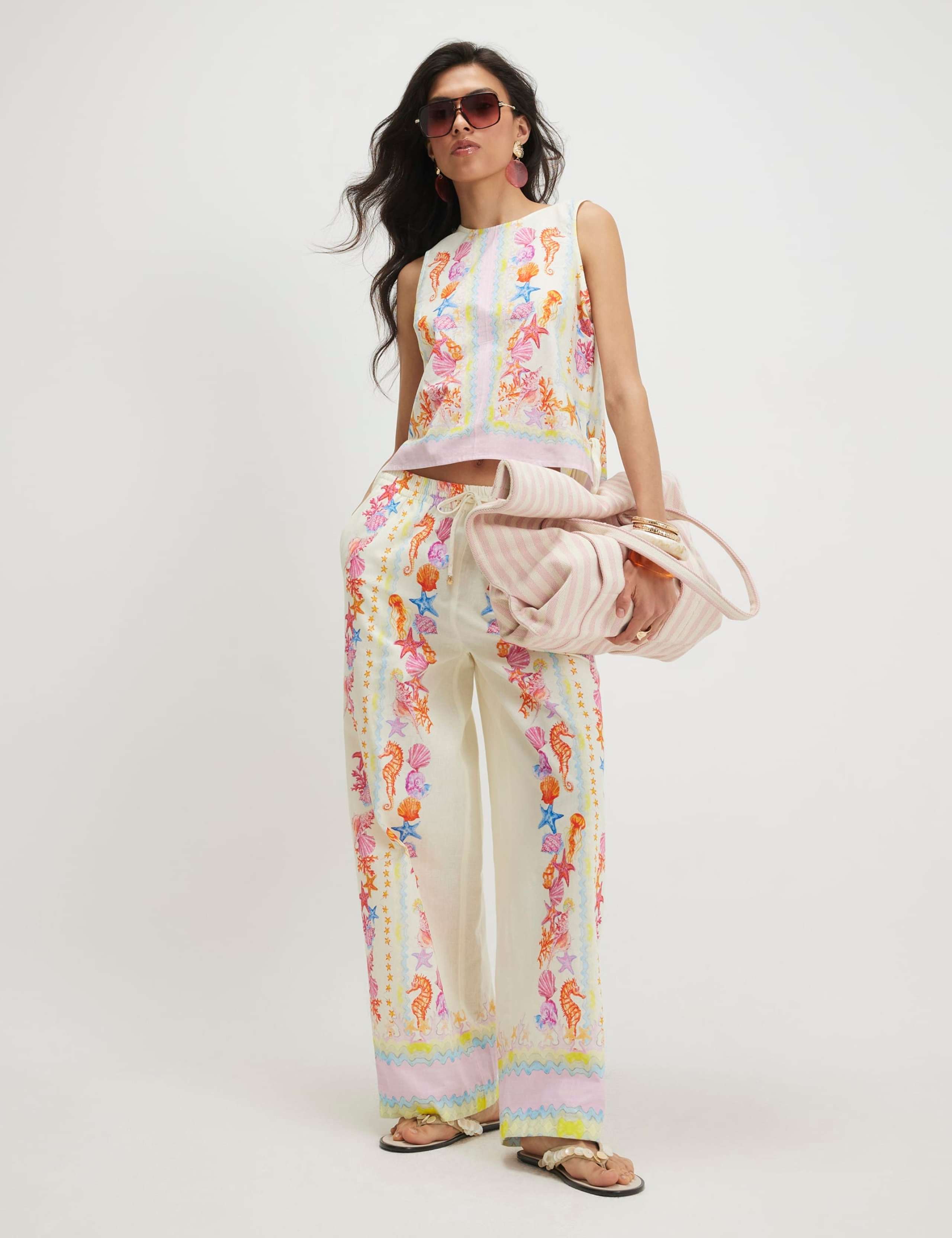Cotton Rich Sea Print Tie Detail Top 3 of 4
