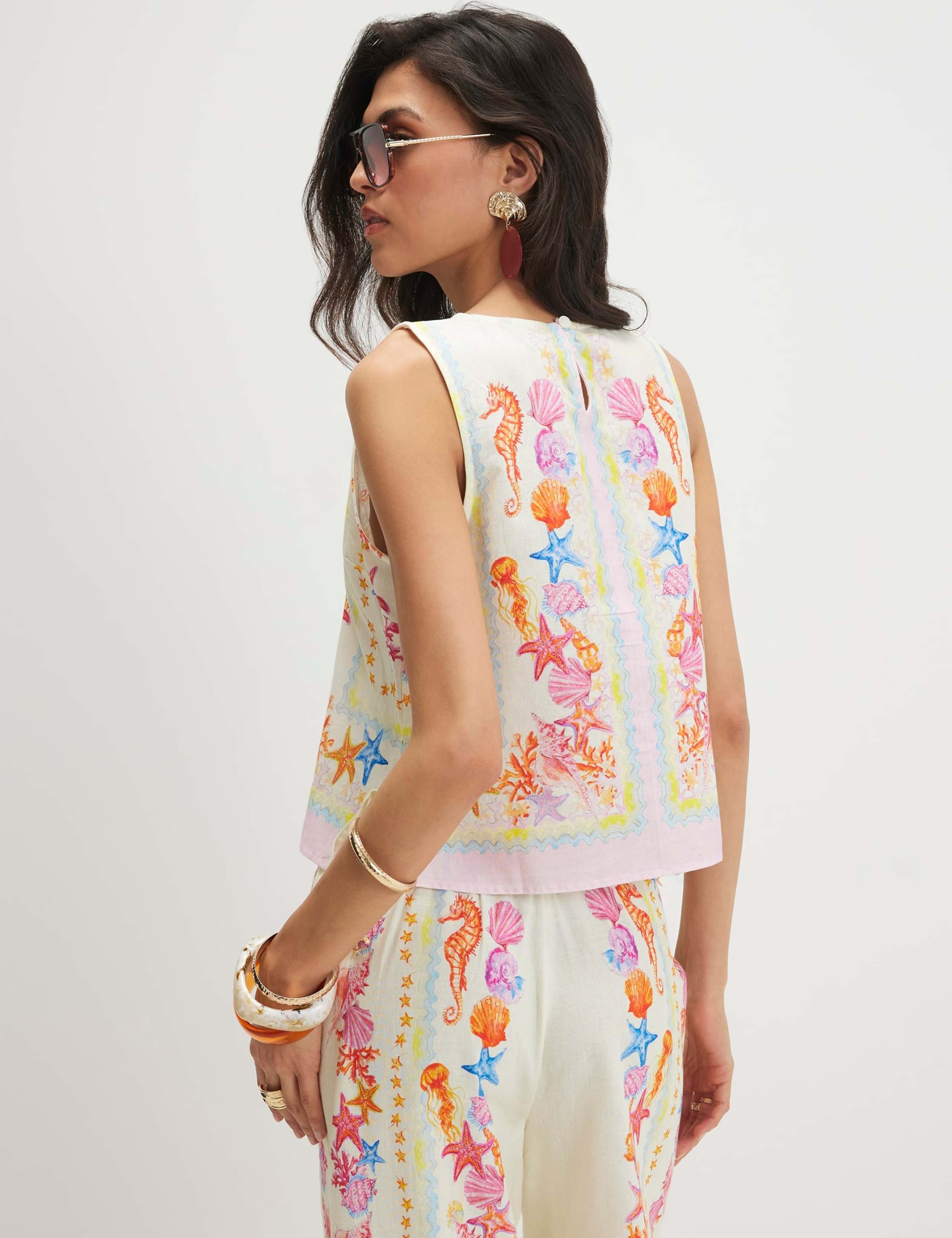 Cotton Rich Sea Print Tie Detail Top 4 of 4