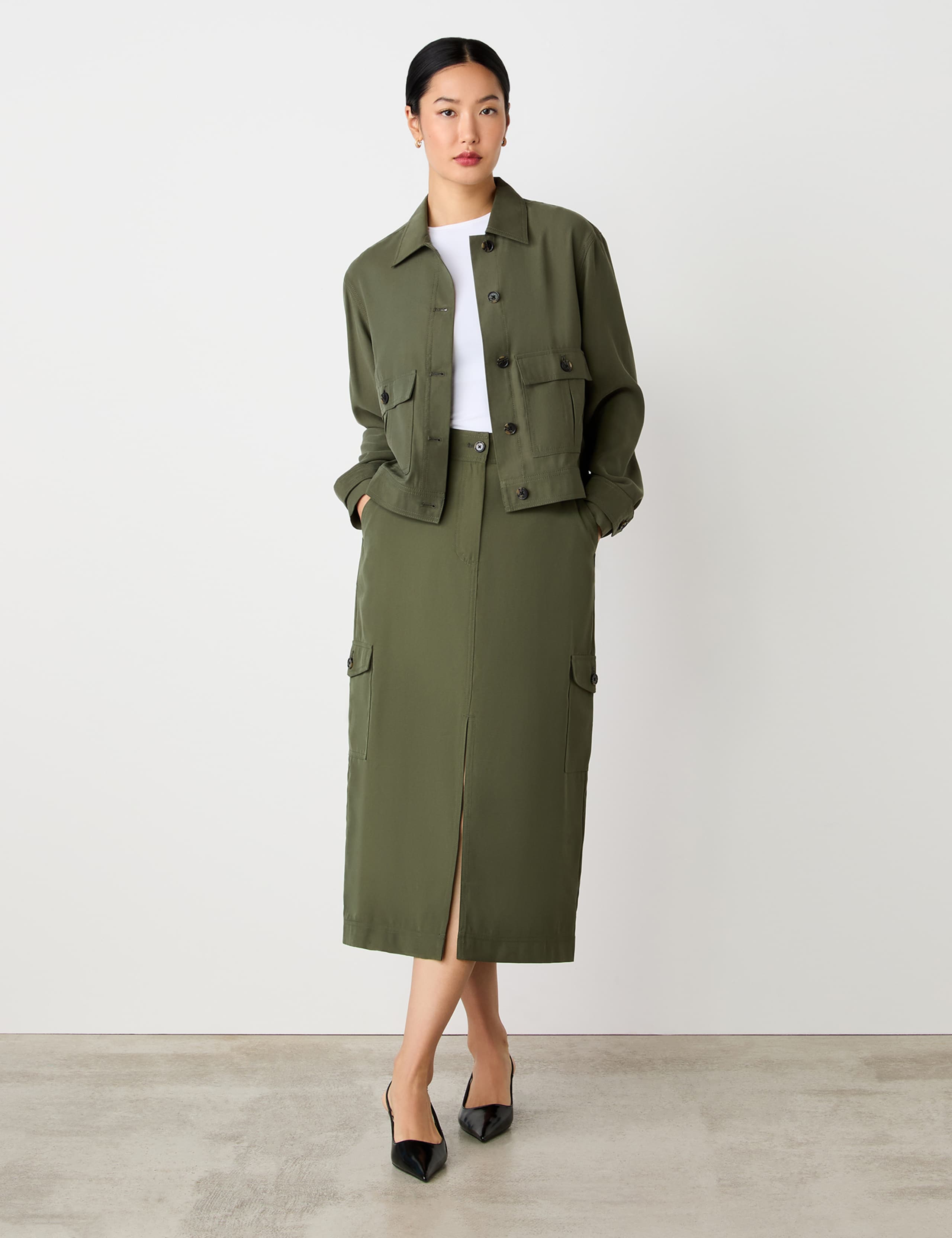 Split Front Midi Pencil Skirt 2 of 4