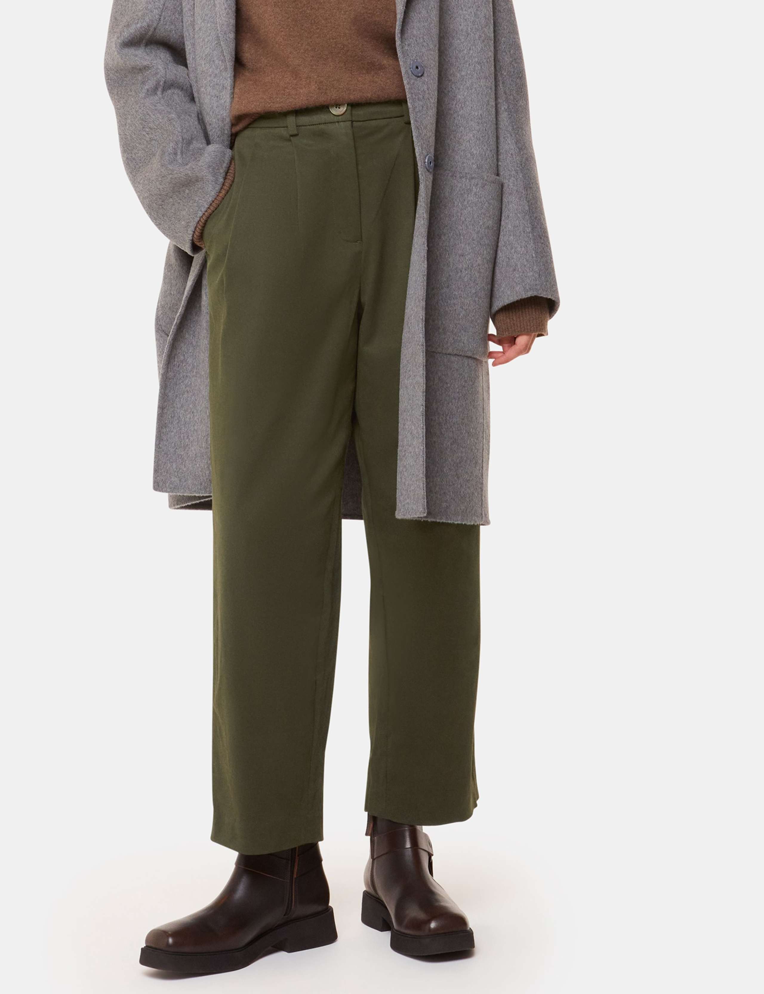 Lyocell Rich Barrel Leg Ankle Grazer Trousers 4 of 4