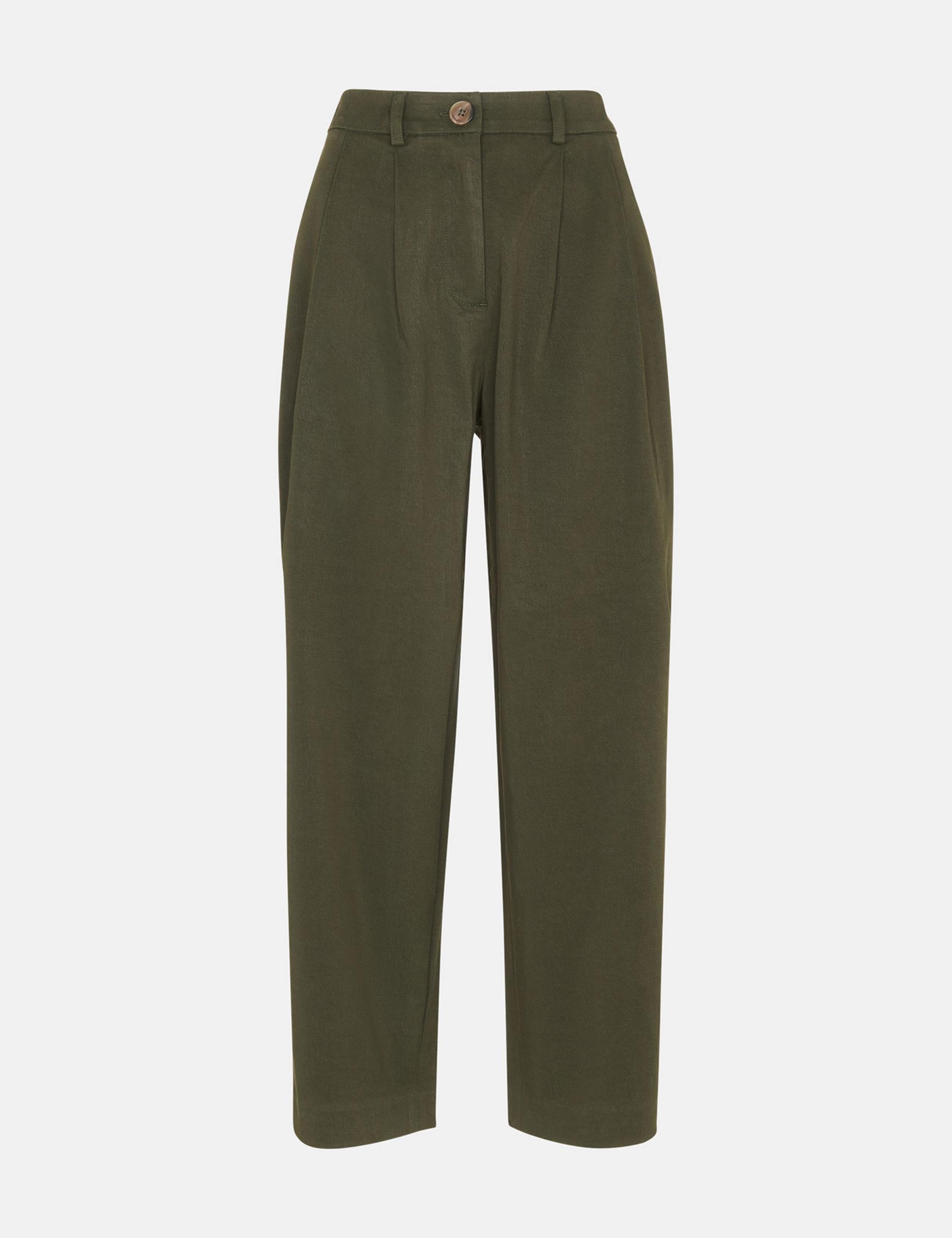 Lyocell Rich Barrel Leg Ankle Grazer Trousers 2 of 4