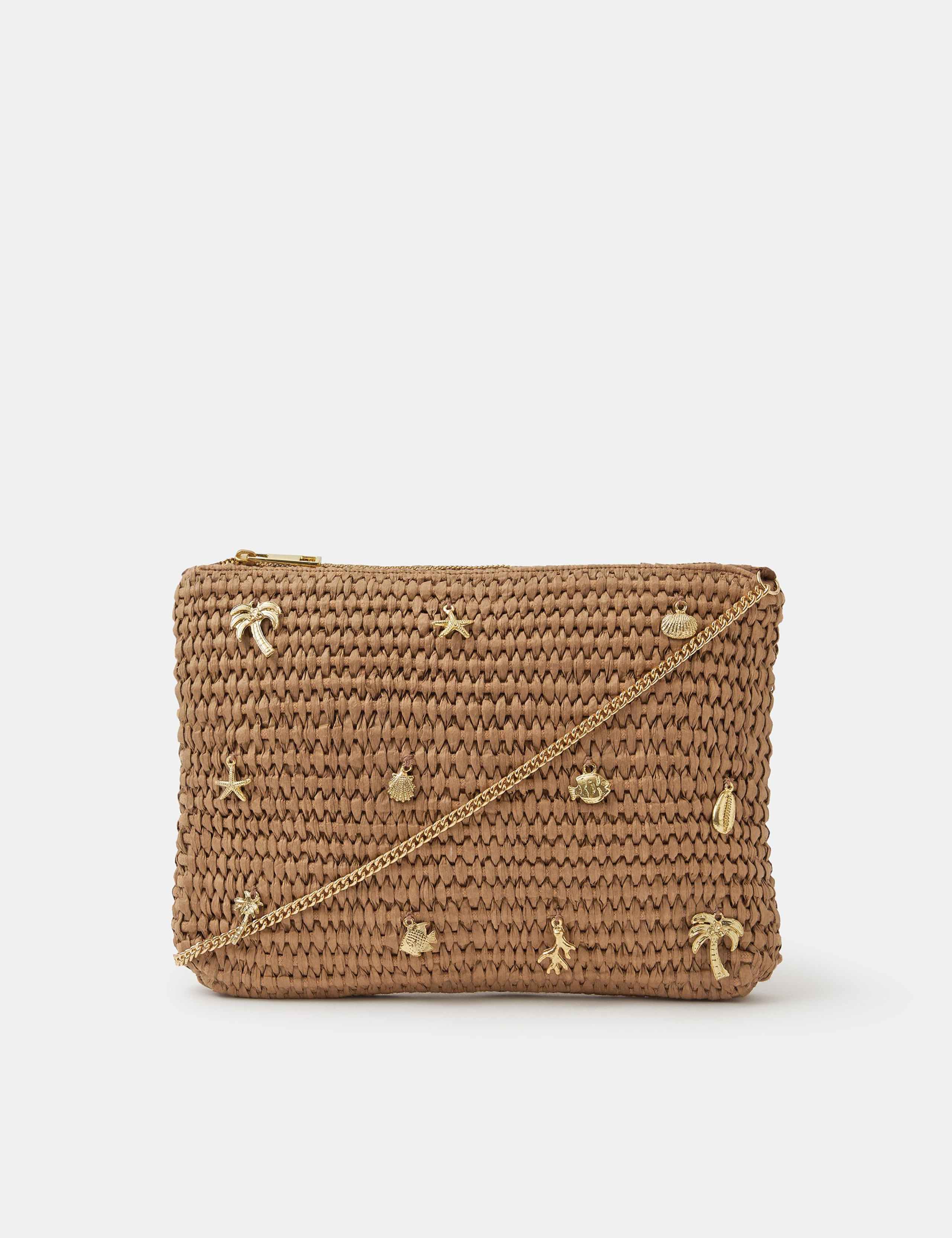 Raffia Charm Clutch Bag 1 of 4