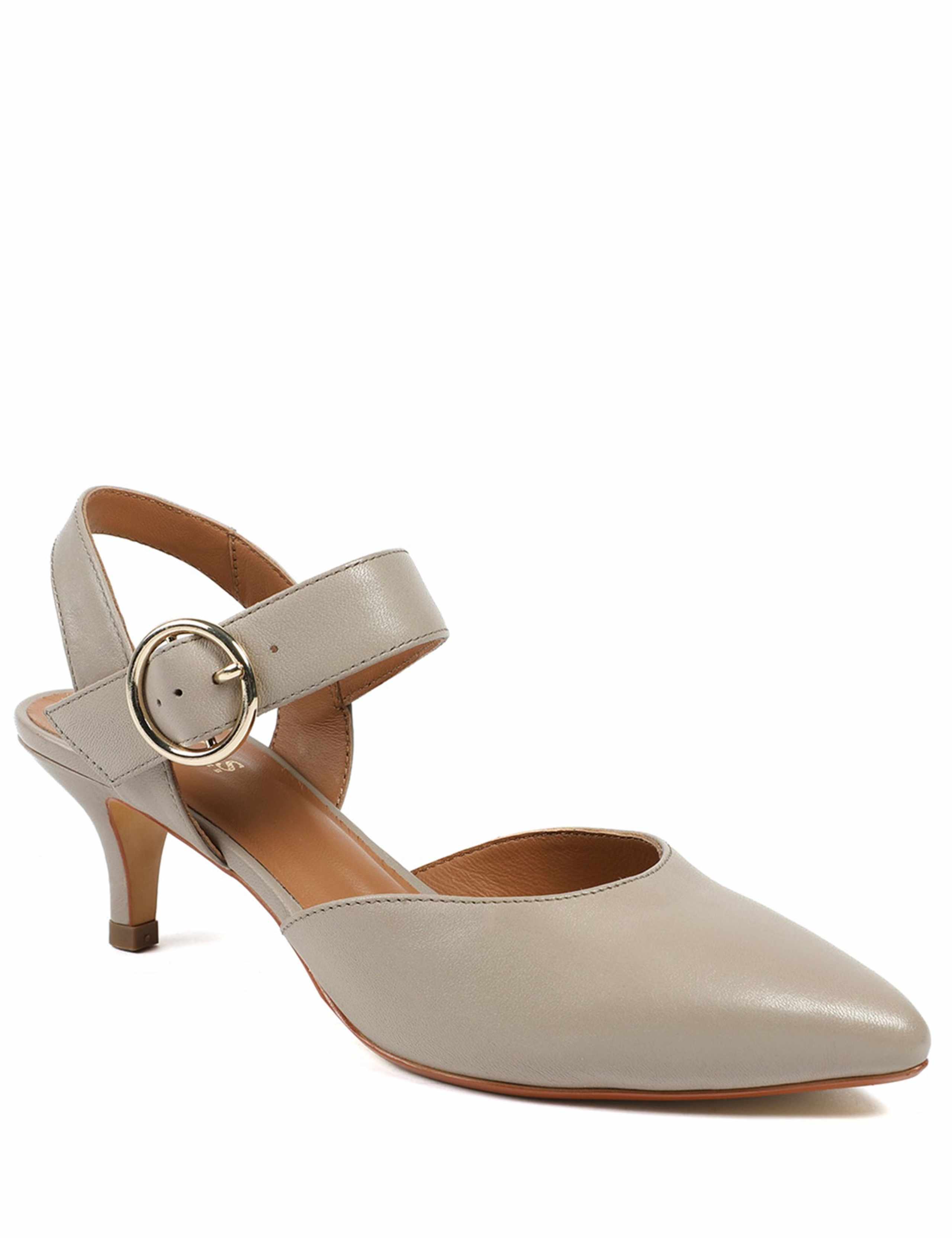 Leather Buckle Kitten Heel Court Shoes 2 of 6